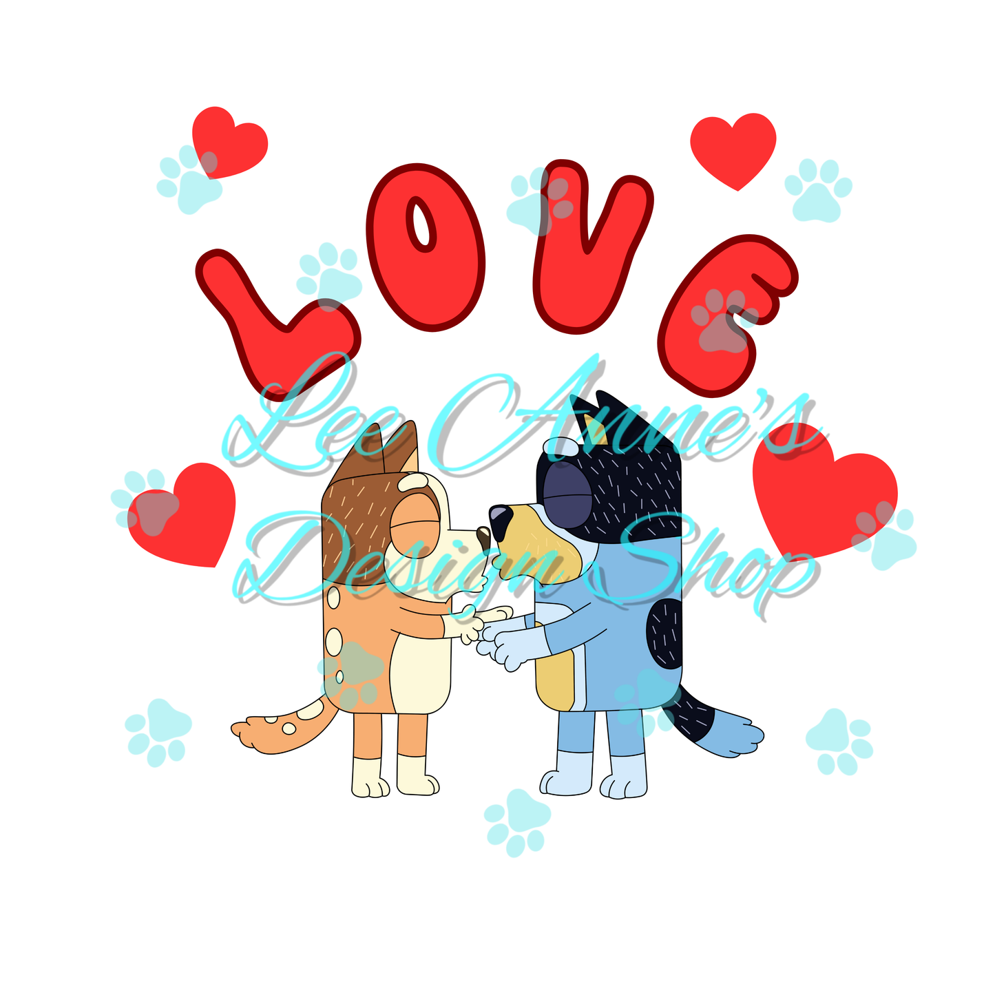 Blue Dog Valentines Sublimation