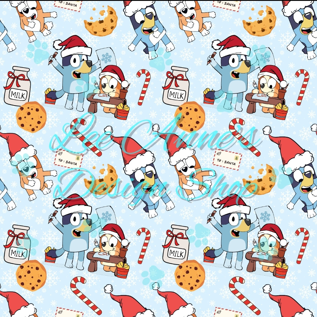 Blue dog Christmas Seamless