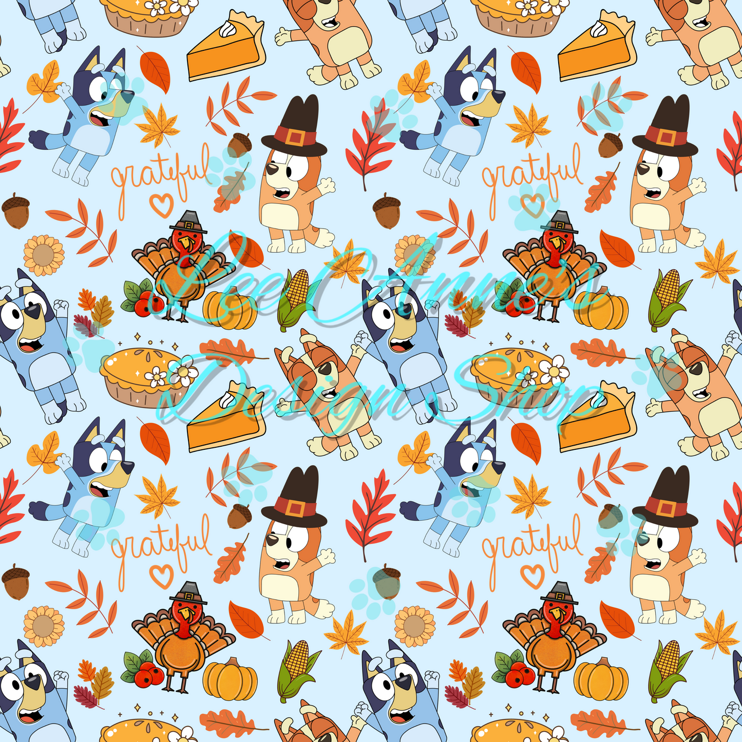 Blue dog Thanksgiving Seamless