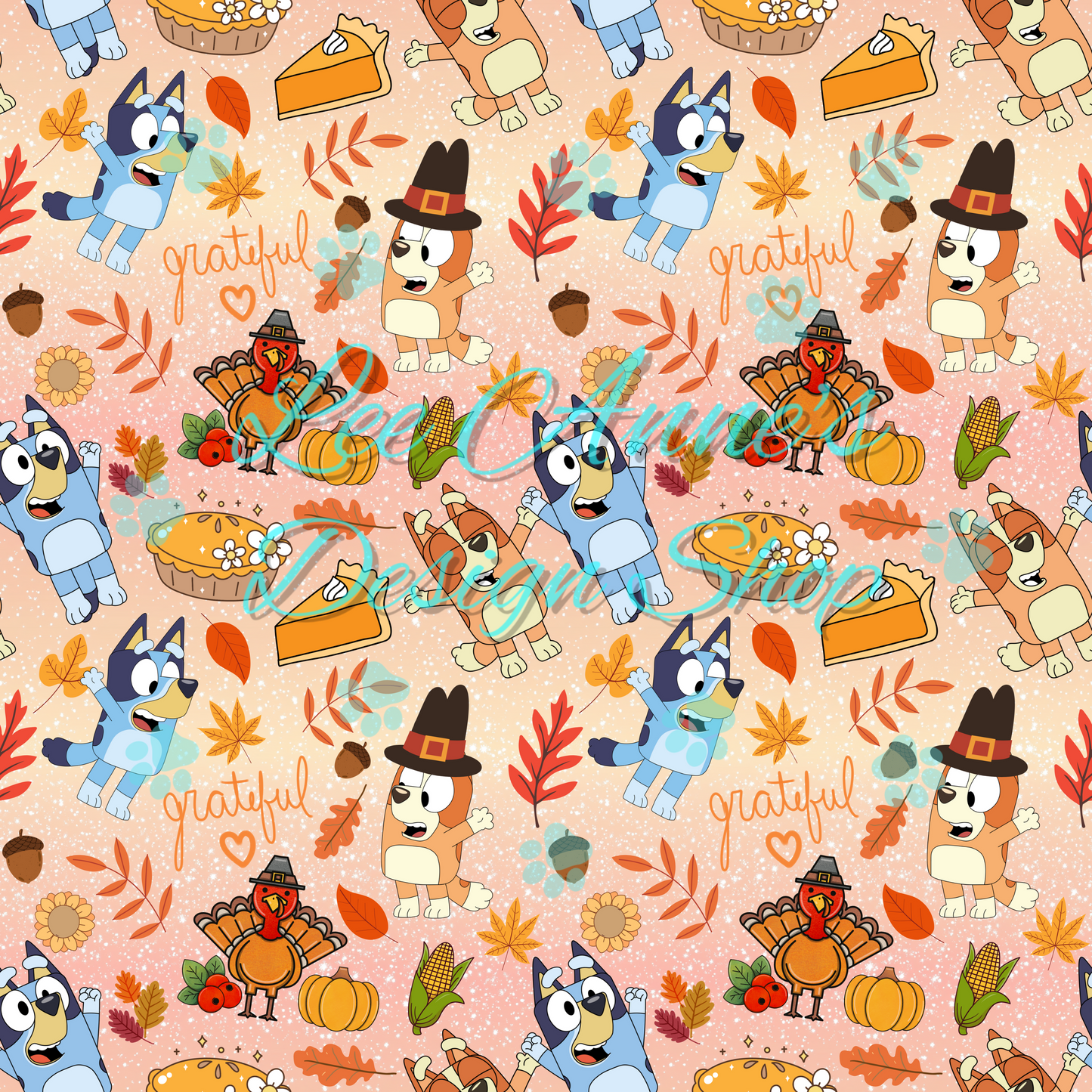 Blue dog Thanksgiving Seamless