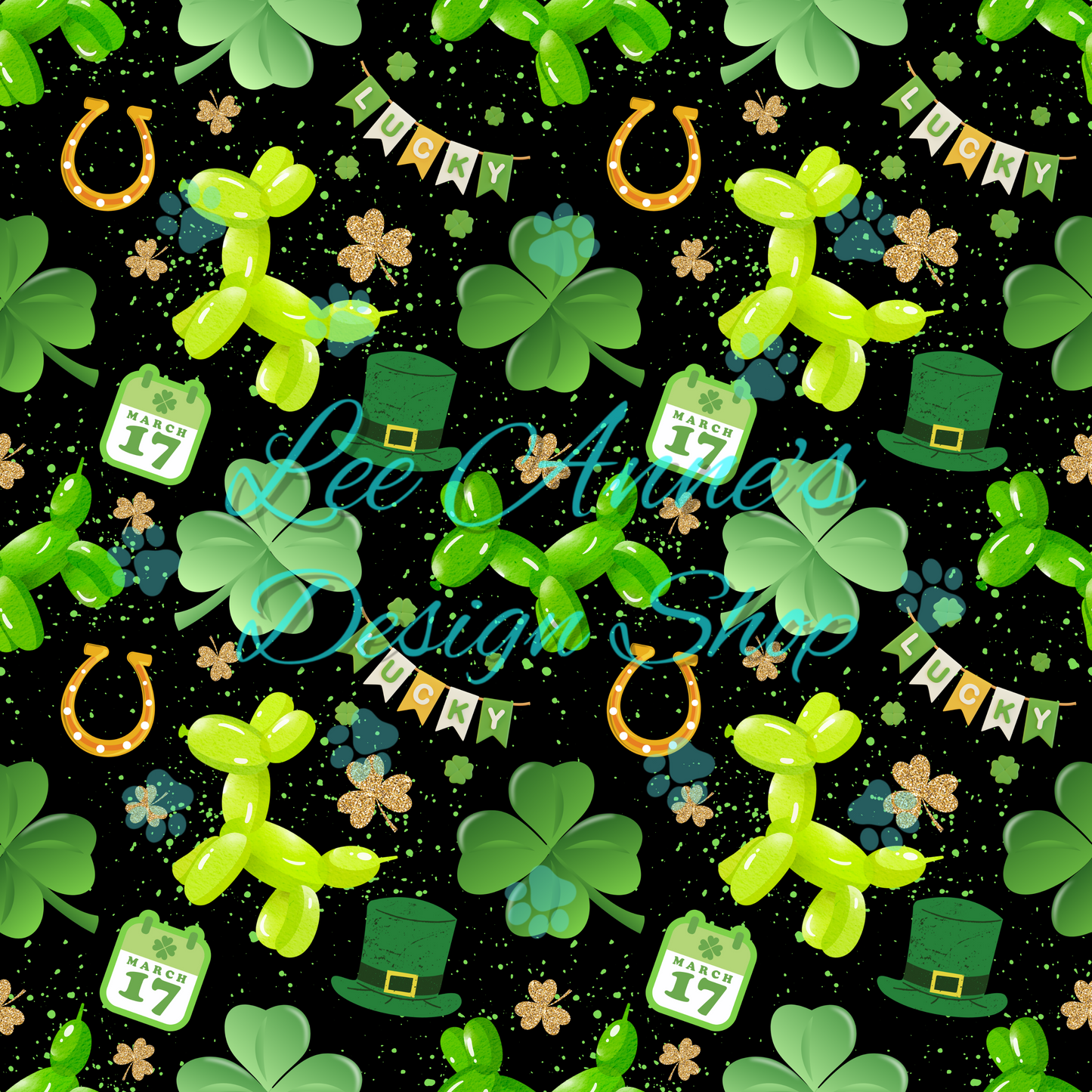 St. Patty Balloon dog Seamless