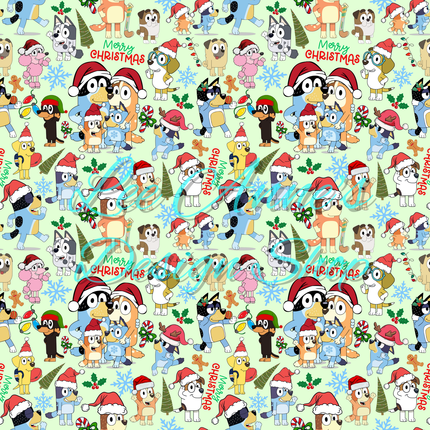 Limited Blue dog Christmas Seamless