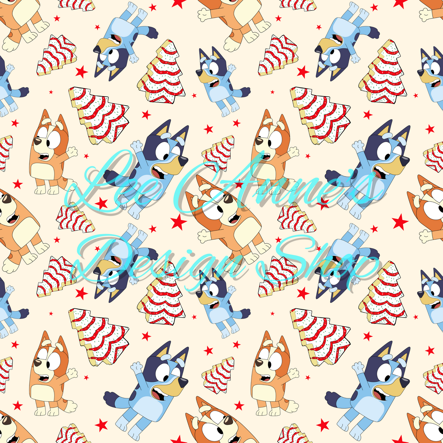 Limited Blue dog Christmas Seamless
