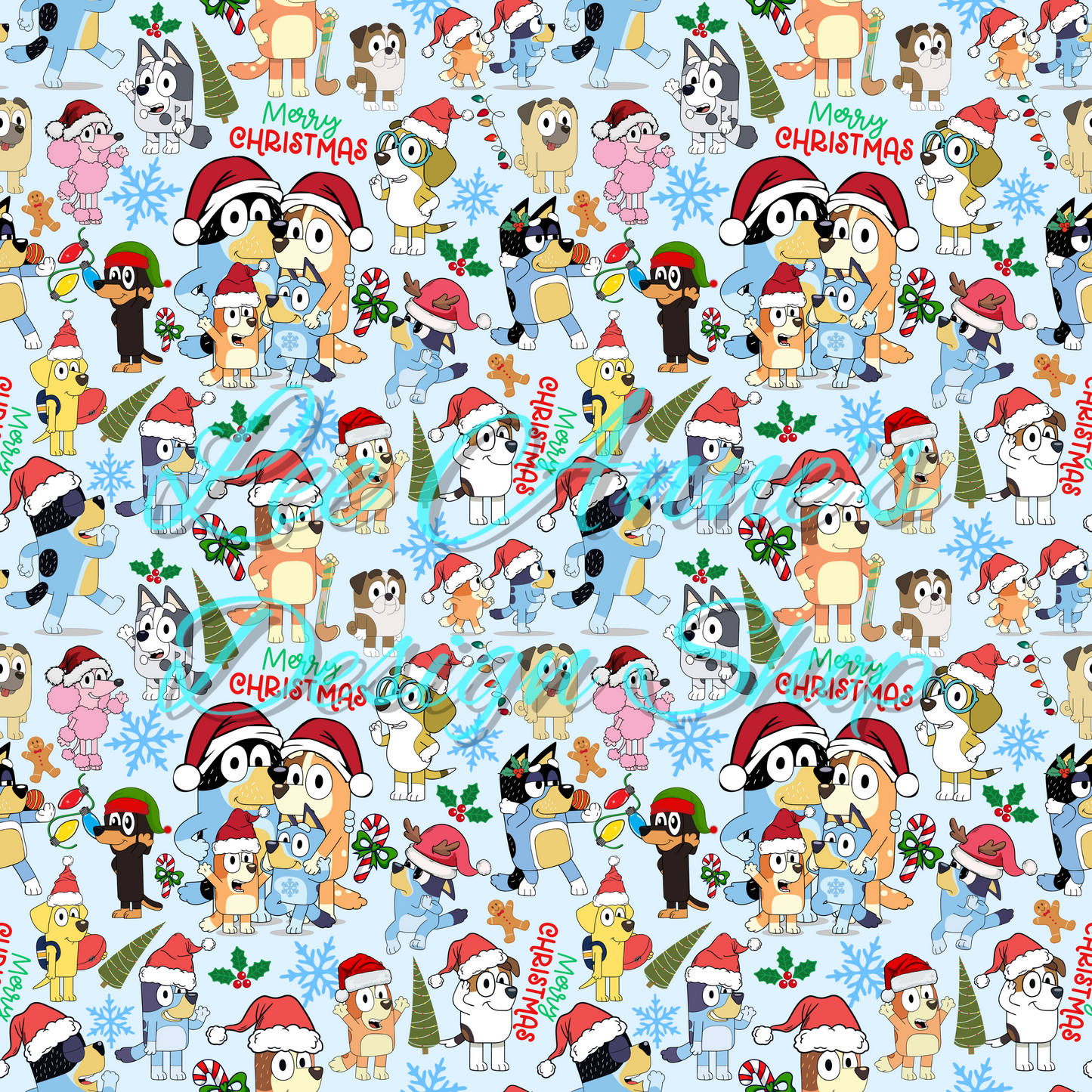 Limited Blue dog Christmas Seamless