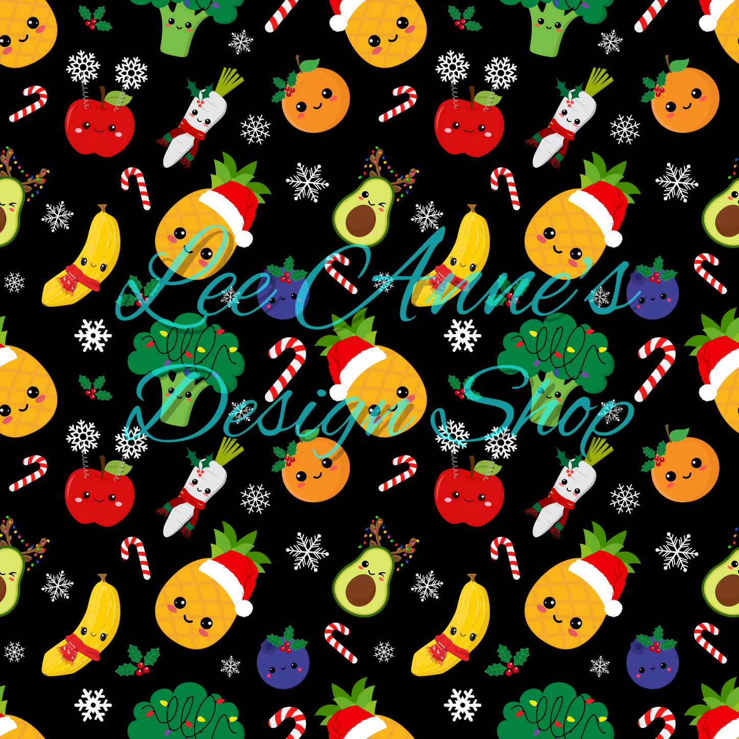 Christmas Dancing Fruit Seamless