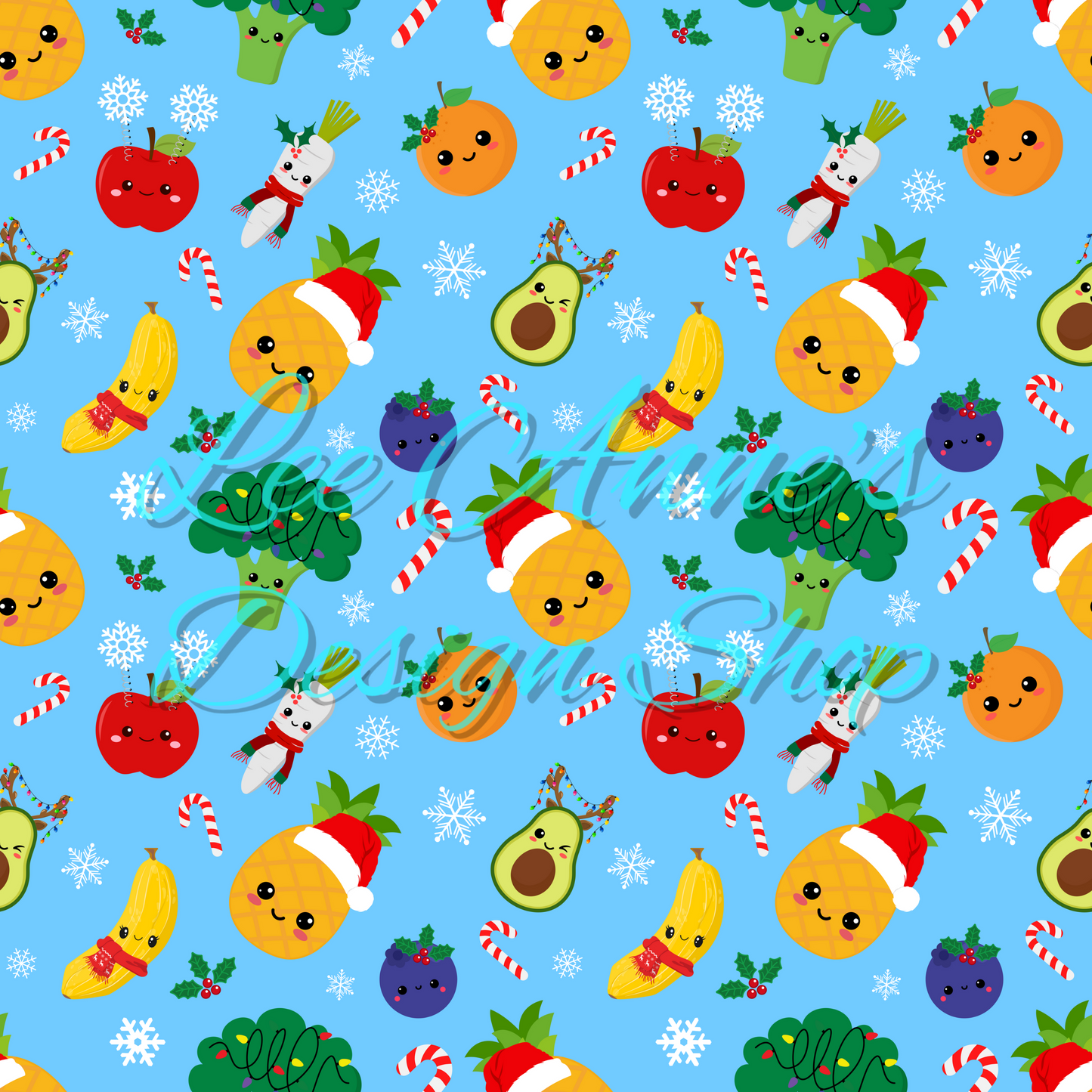 Christmas Dancing Fruit Seamless
