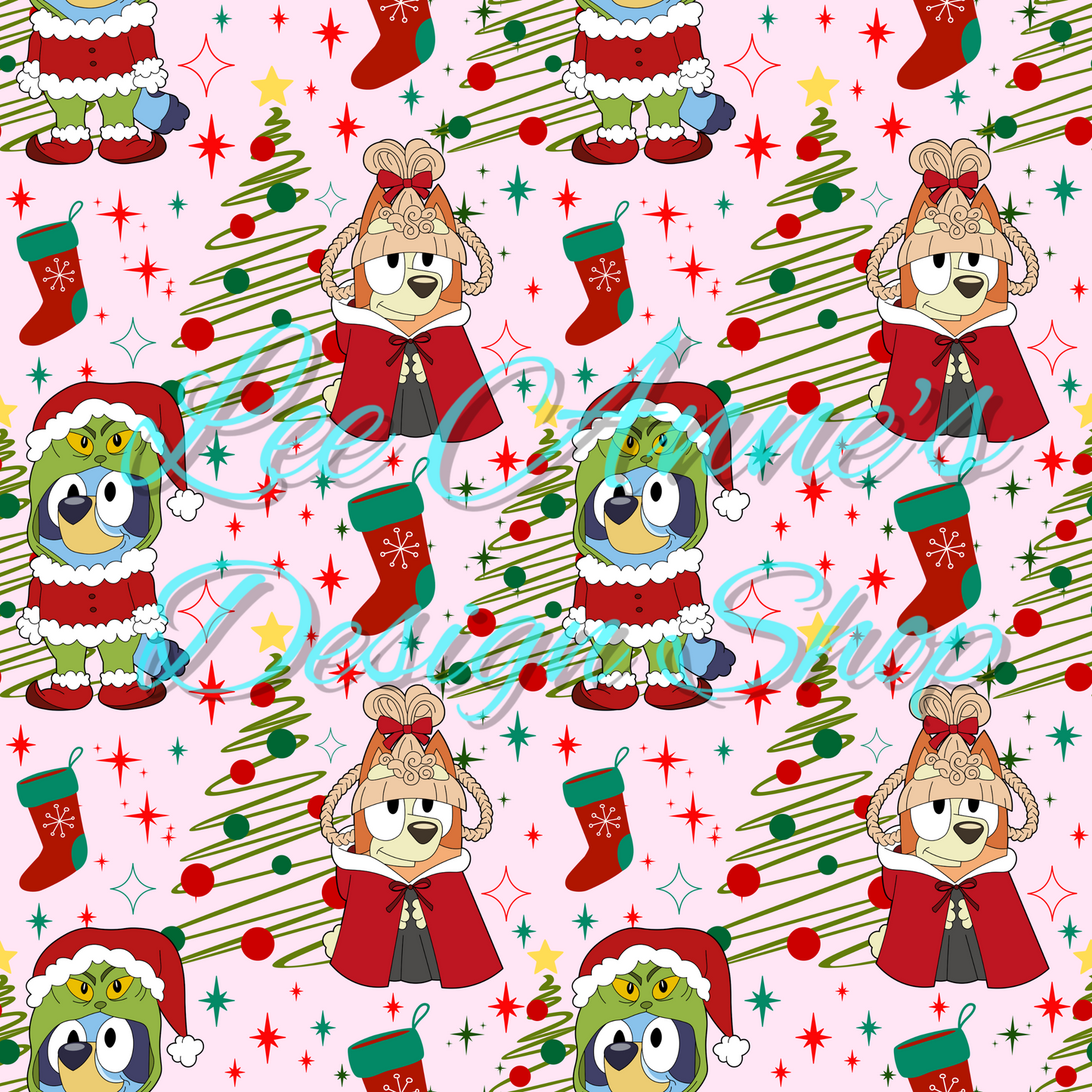 Limited Blue dog Christmas Seamless
