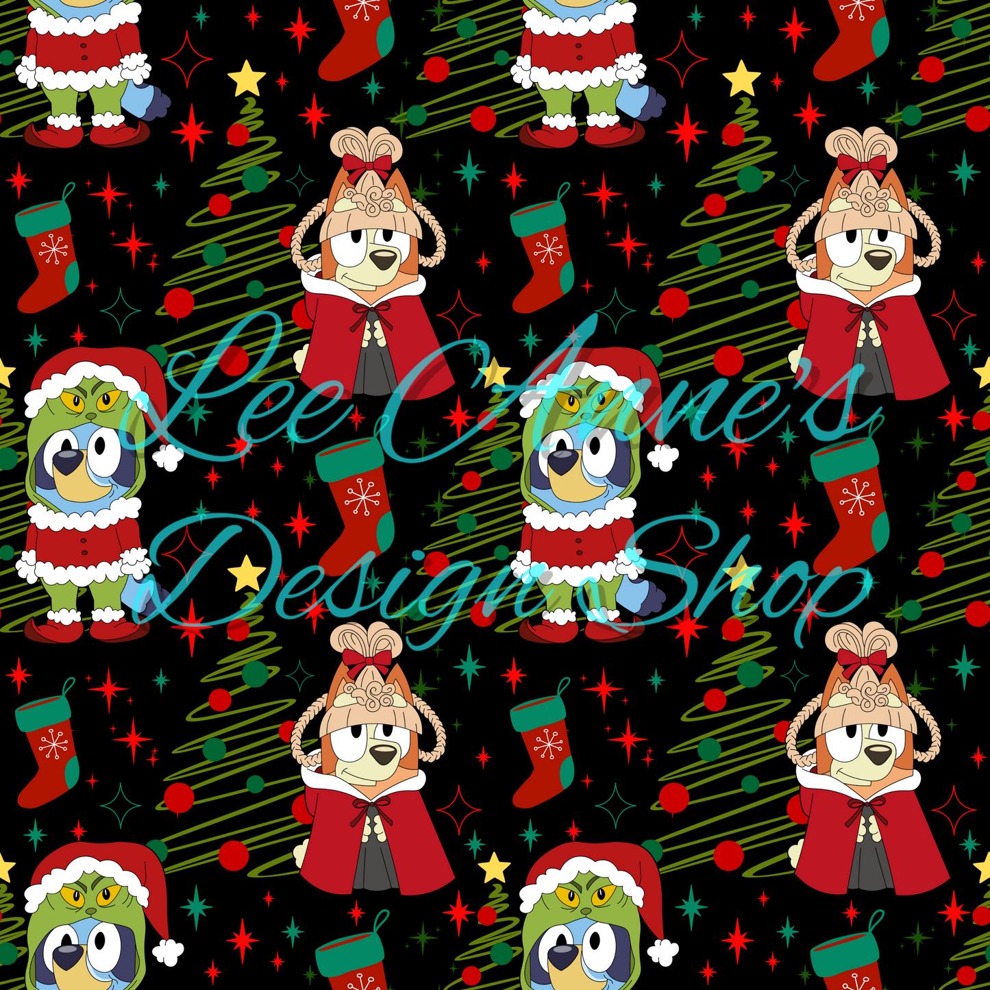 Limited Blue dog Christmas Seamless