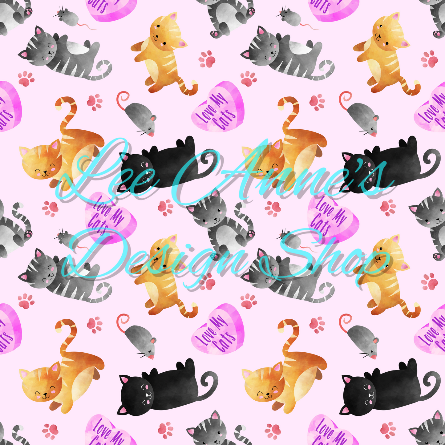 Valentine Cat Seamless