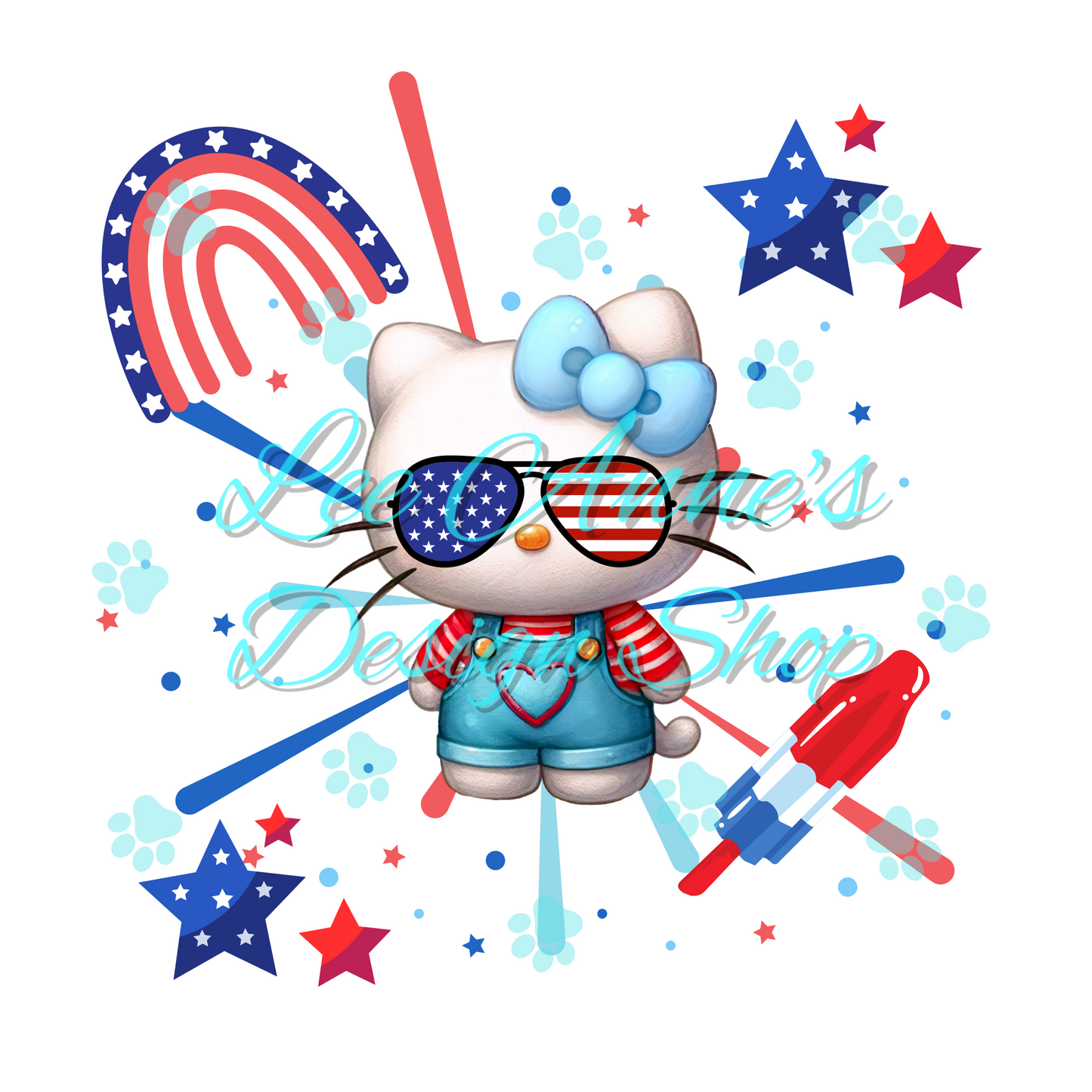 Fourth of July Kitty Sublimation