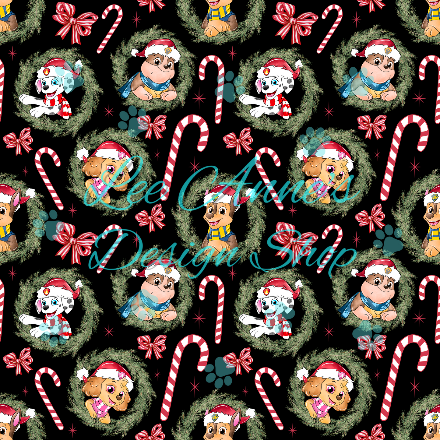 Patrol Pups Christmas Seamless