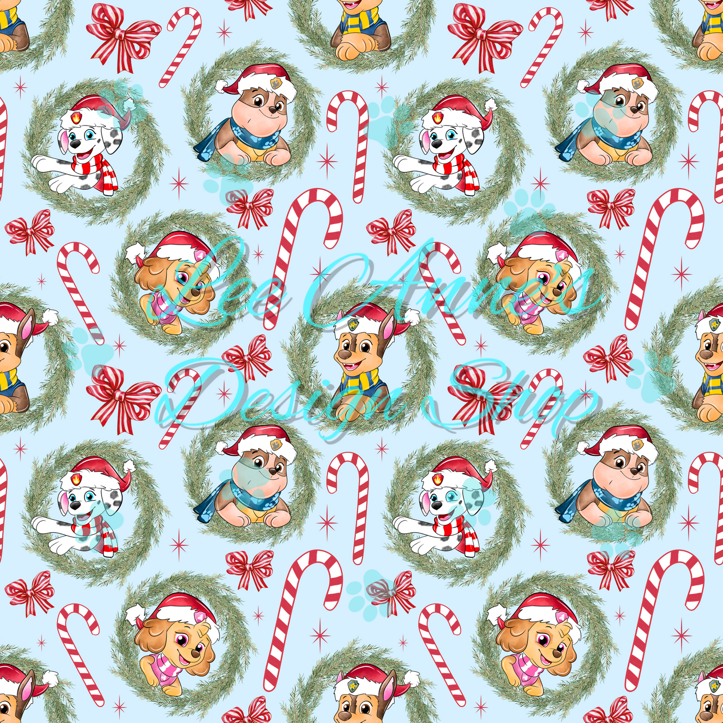 Patrol Pups Christmas Seamless