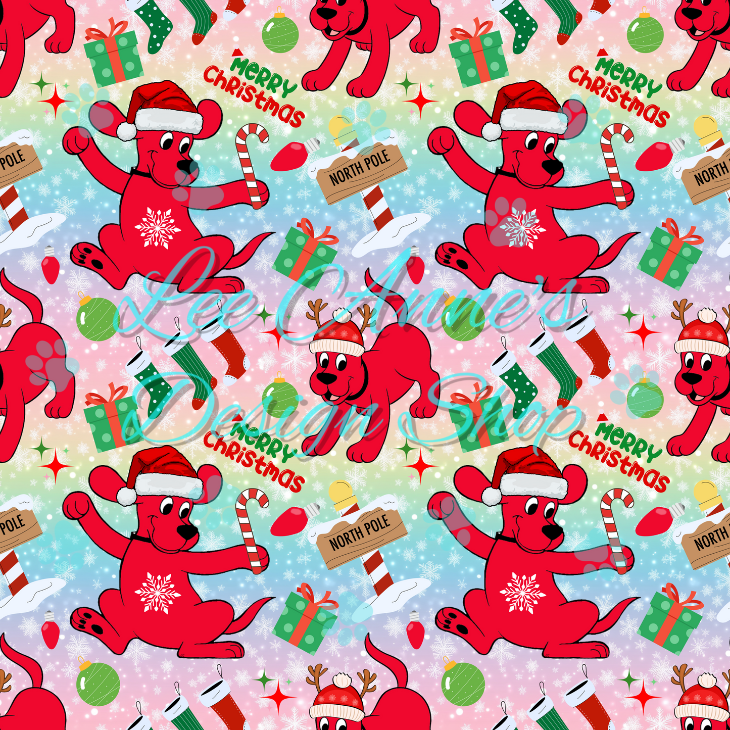Christmas Red Dog Seamless