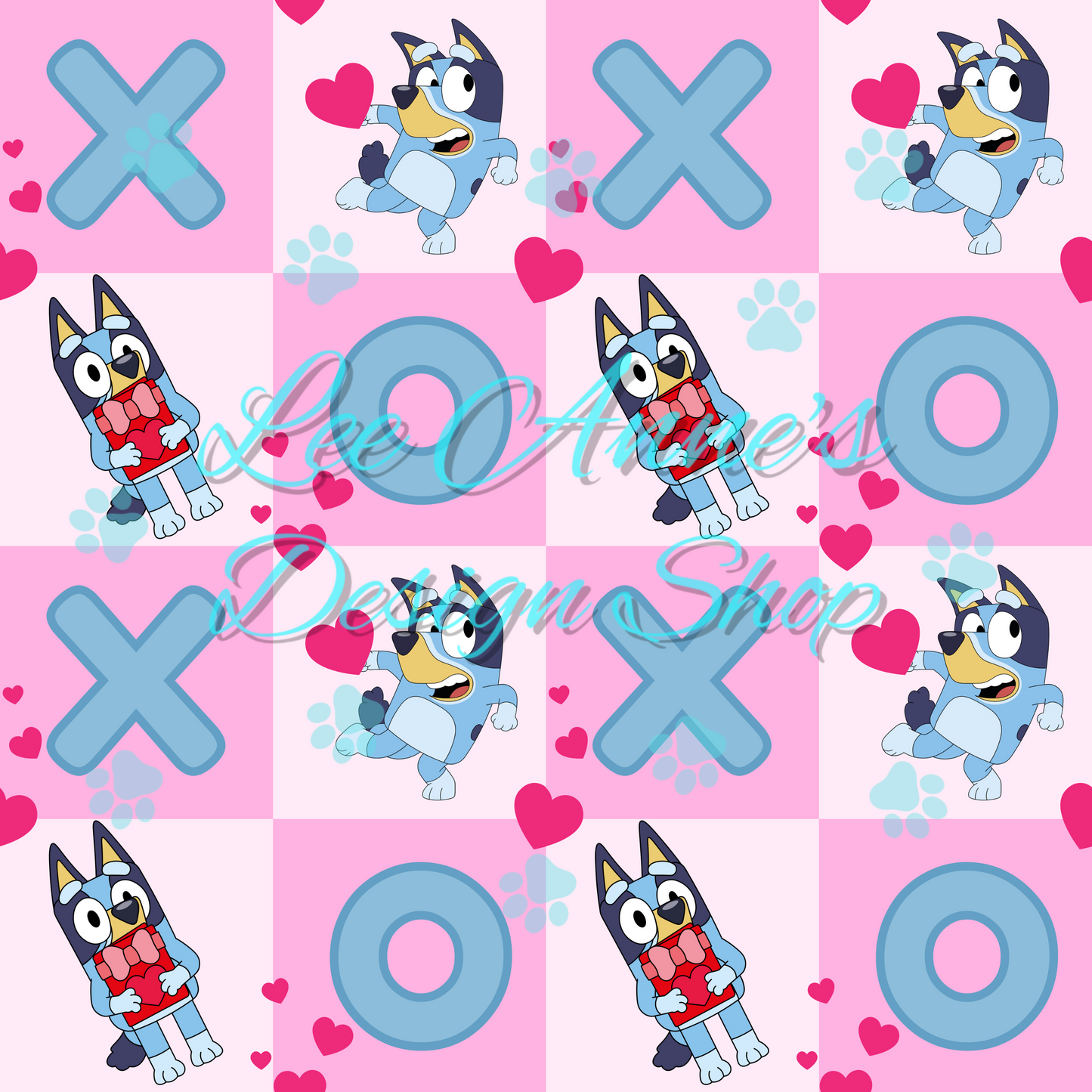 Blue Dog Valentines Seamless