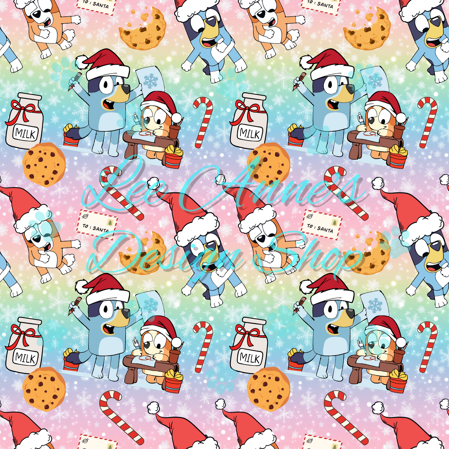Blue dog Christmas Seamless