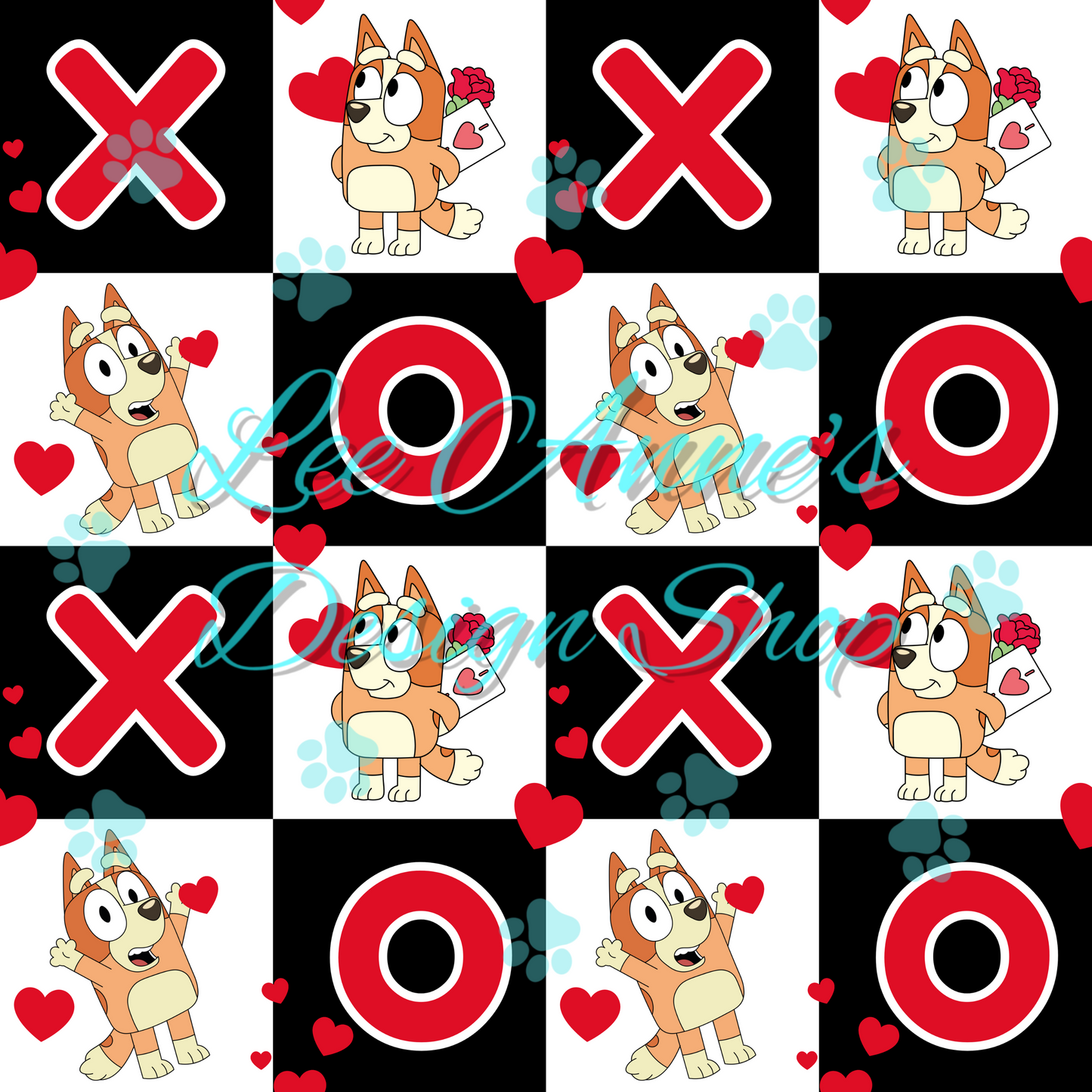 Blue Dog Valentines Seamless