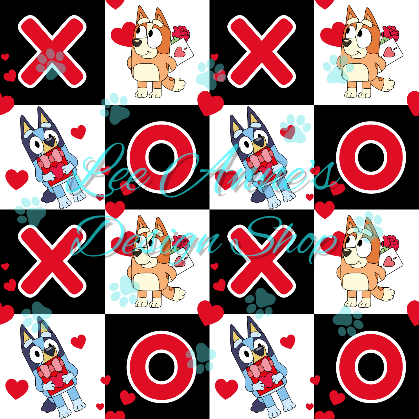 Blue Dog Valentines Seamless