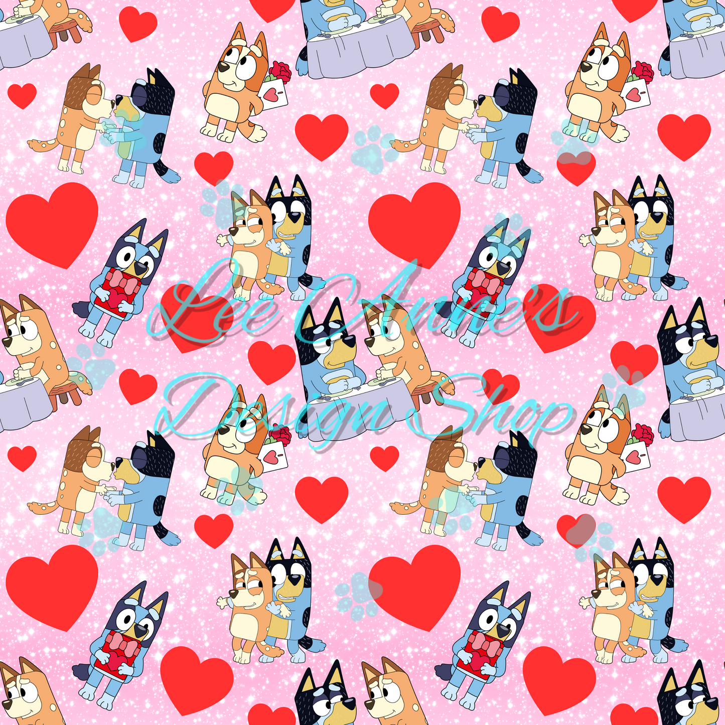 Blue Dog Valentines Seamless