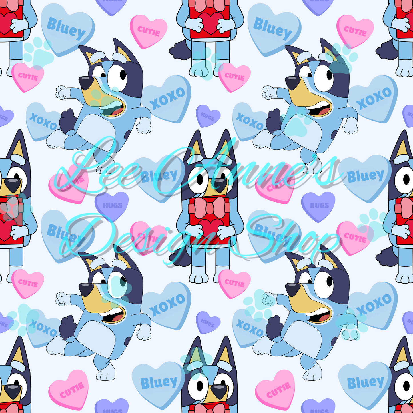 Blue Dog Valentines Seamless