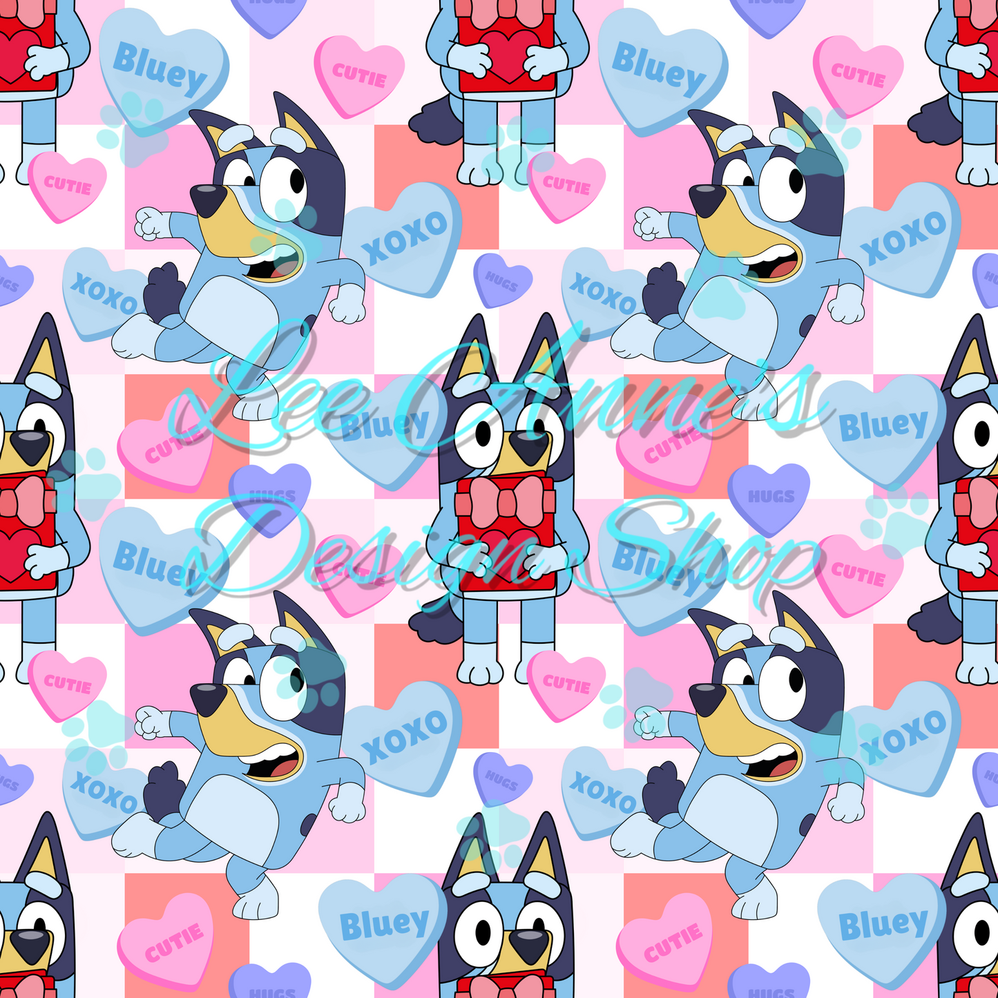 Blue Dog Valentines Seamless