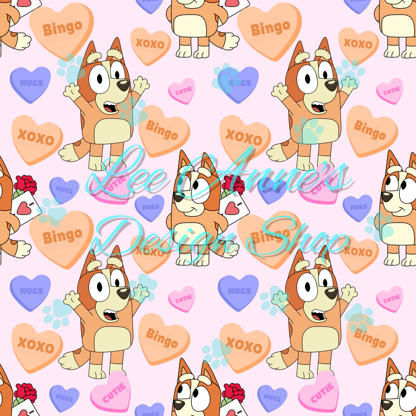Blue Dog Valentines Seamless