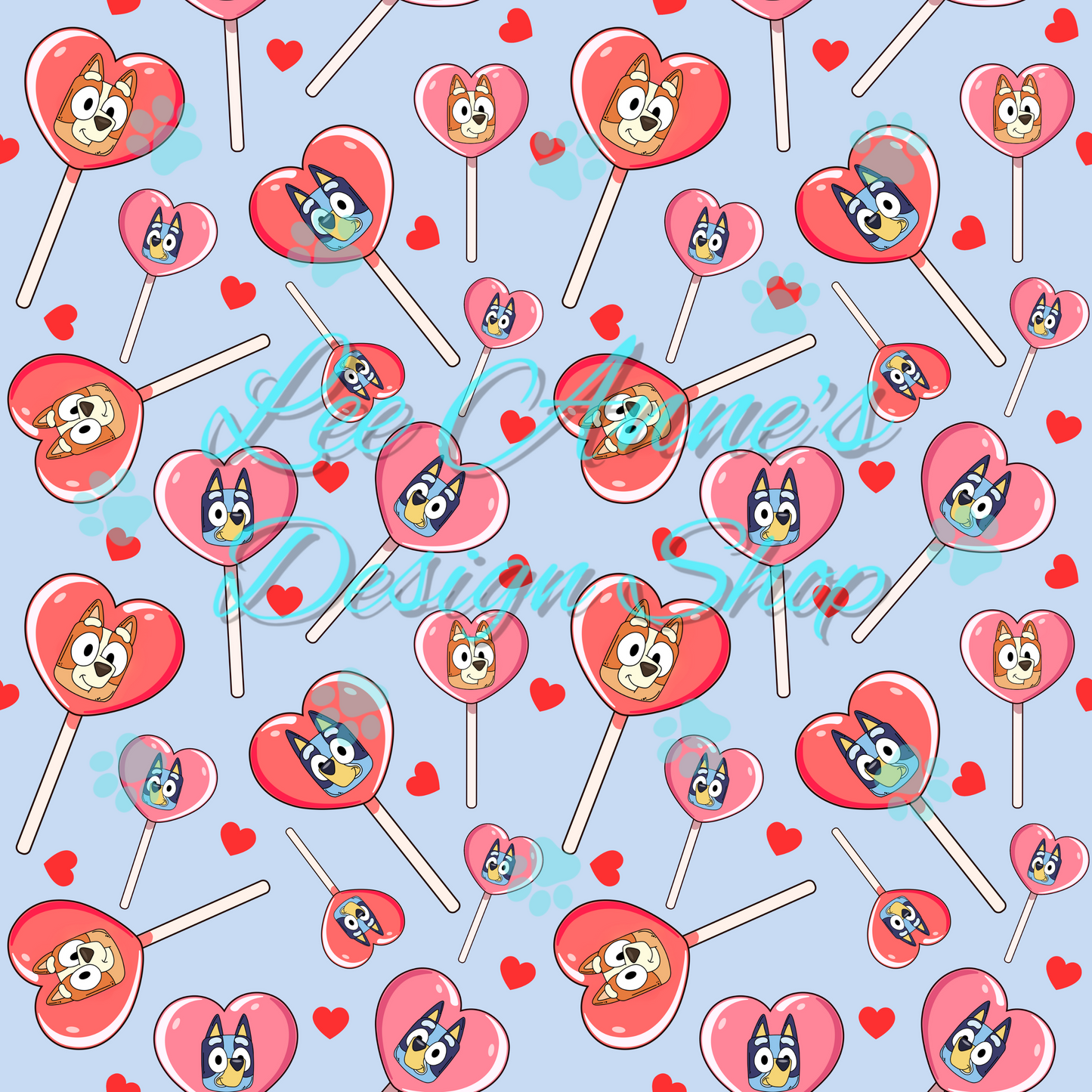 Blue Dog Valentines Seamless
