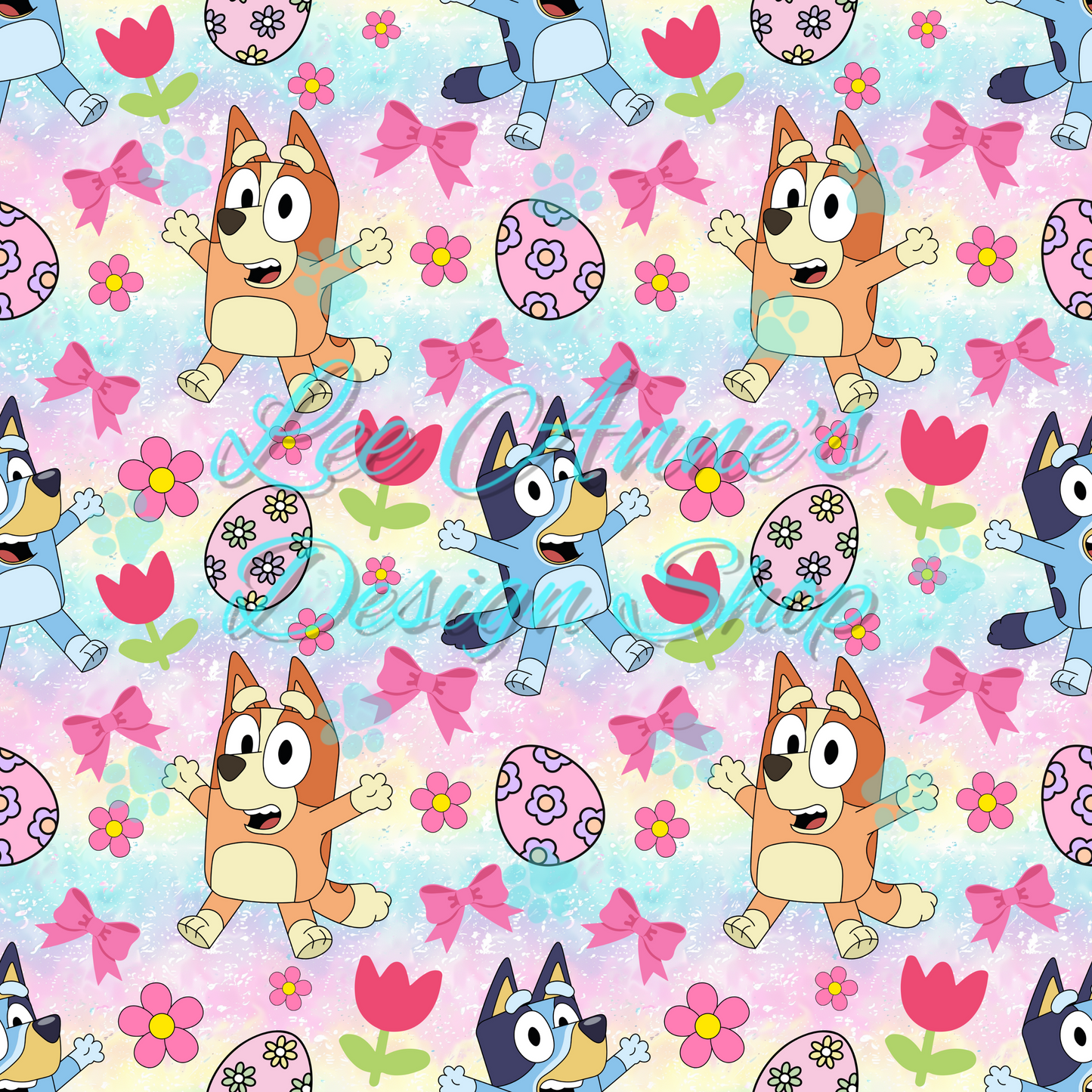 Blue Dog Easter Seamless