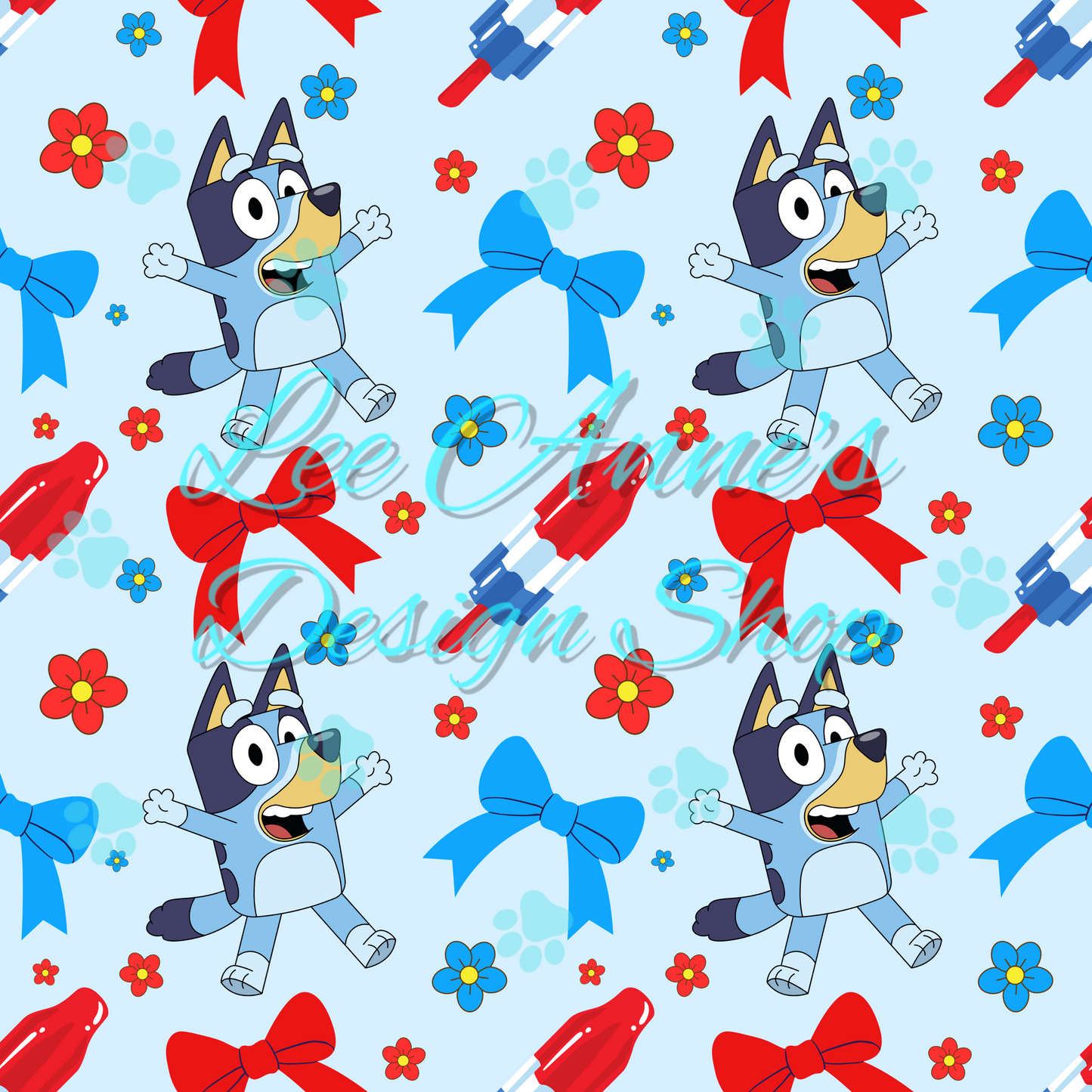 Blue dog Fourth July Seamless
