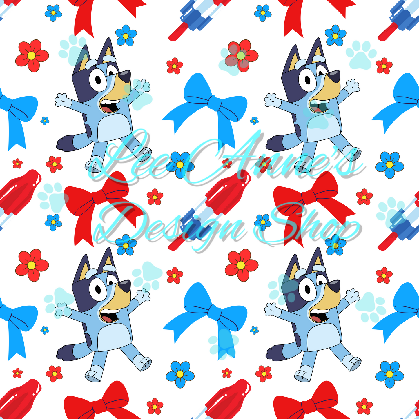 Blue dog Fourth July Seamless