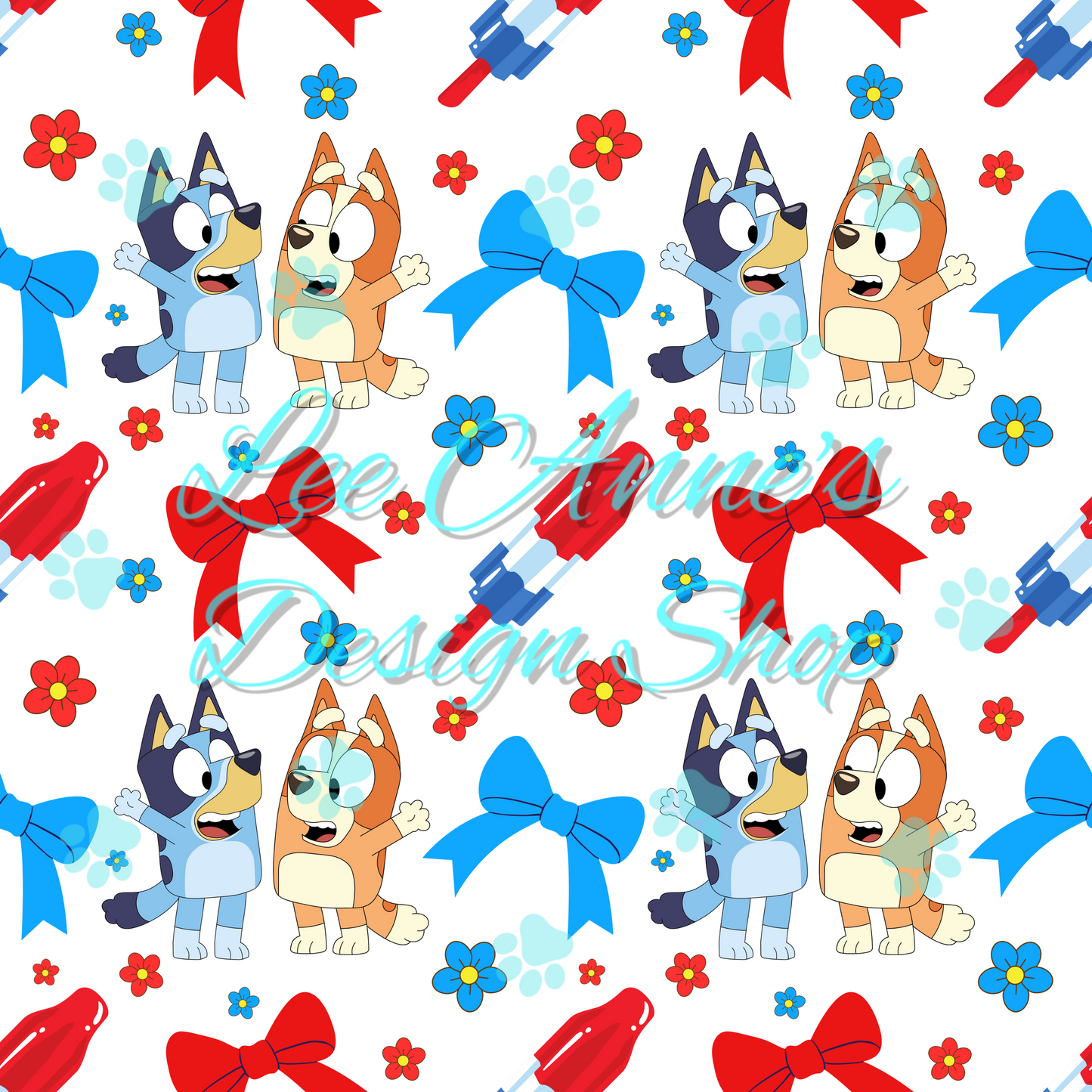 Blue dog Fourth July Seamless