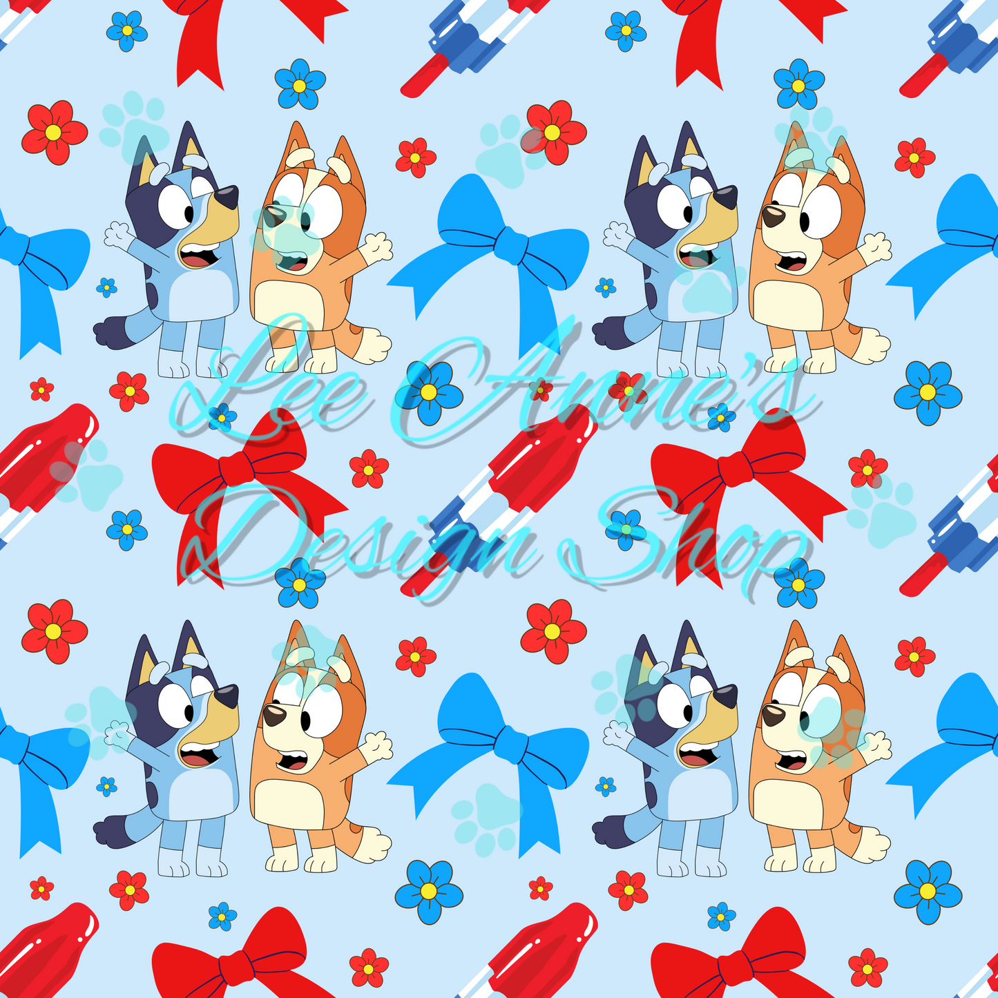Blue dog Fourth July Seamless