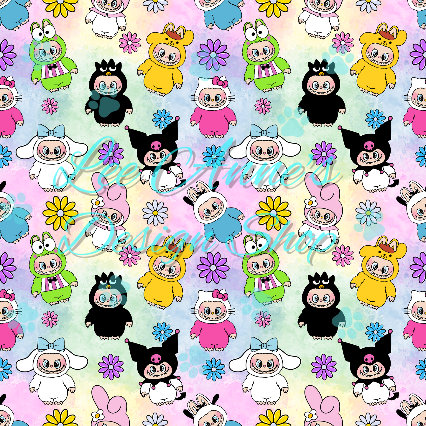 Kitty Friends Monster Mashup Seamless