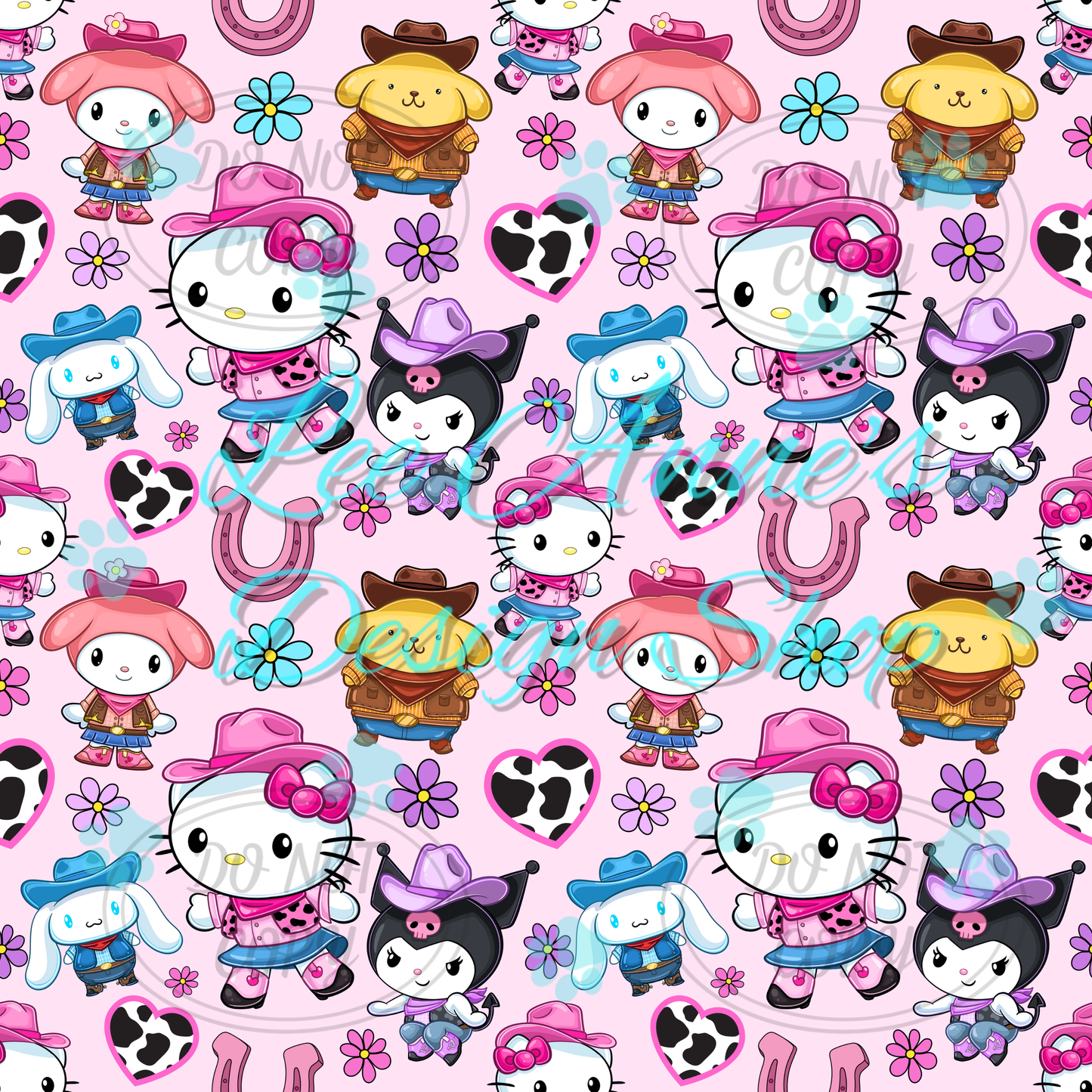 Kitty Friends Western Seamless