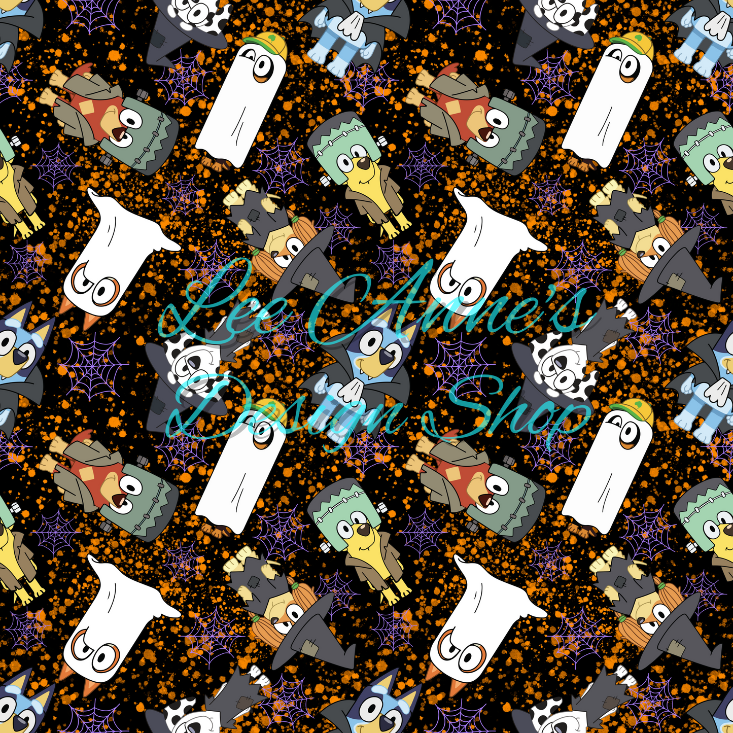Blue dog Halloween Seamless