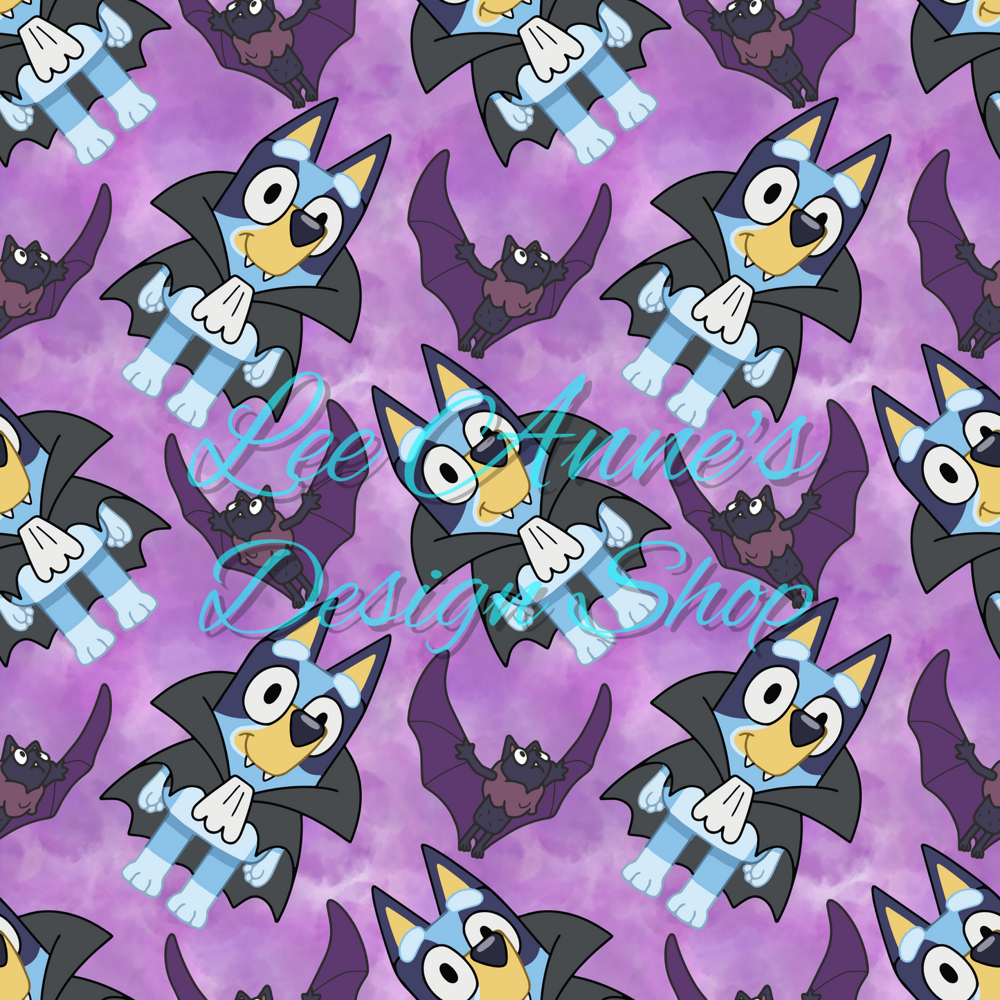 Blue dog Halloween Seamless