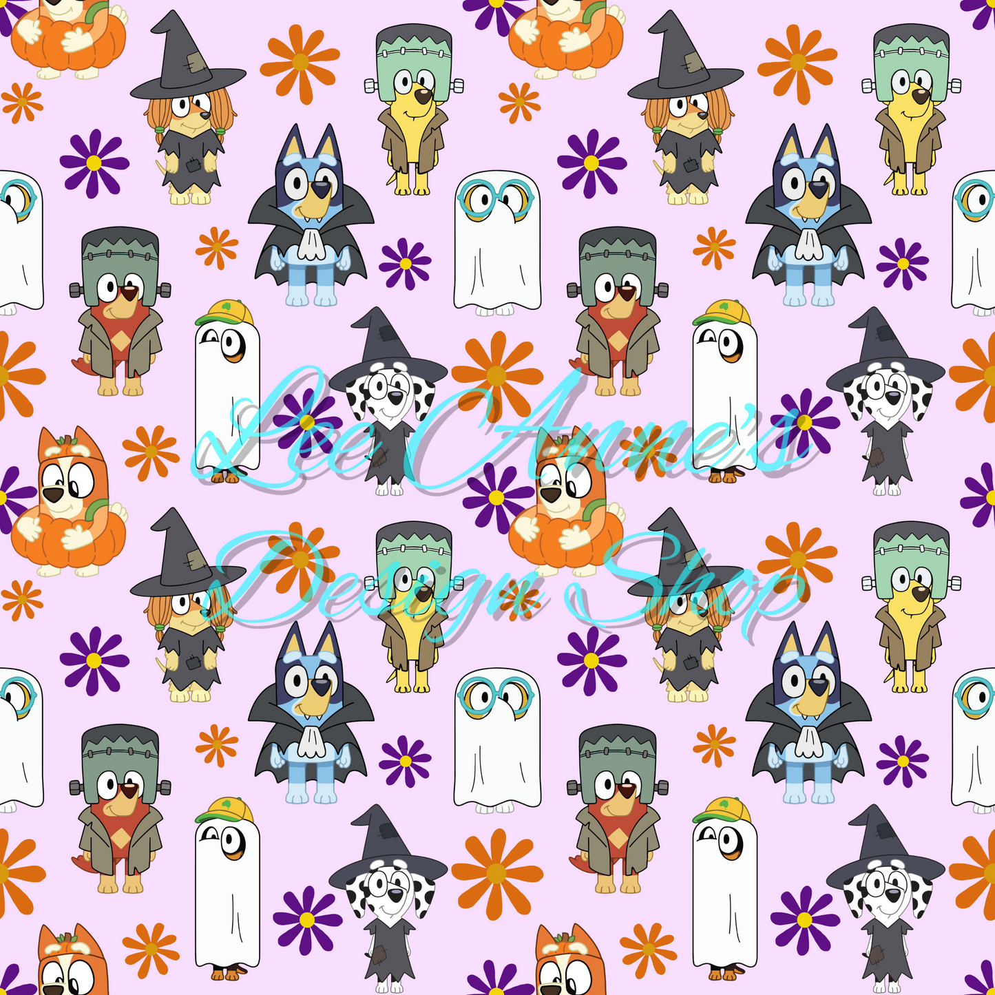 Blue dog Halloween Seamless