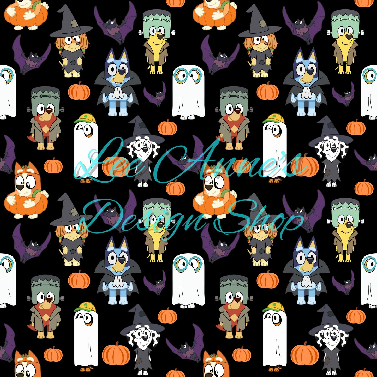 Blue dog Halloween Seamless
