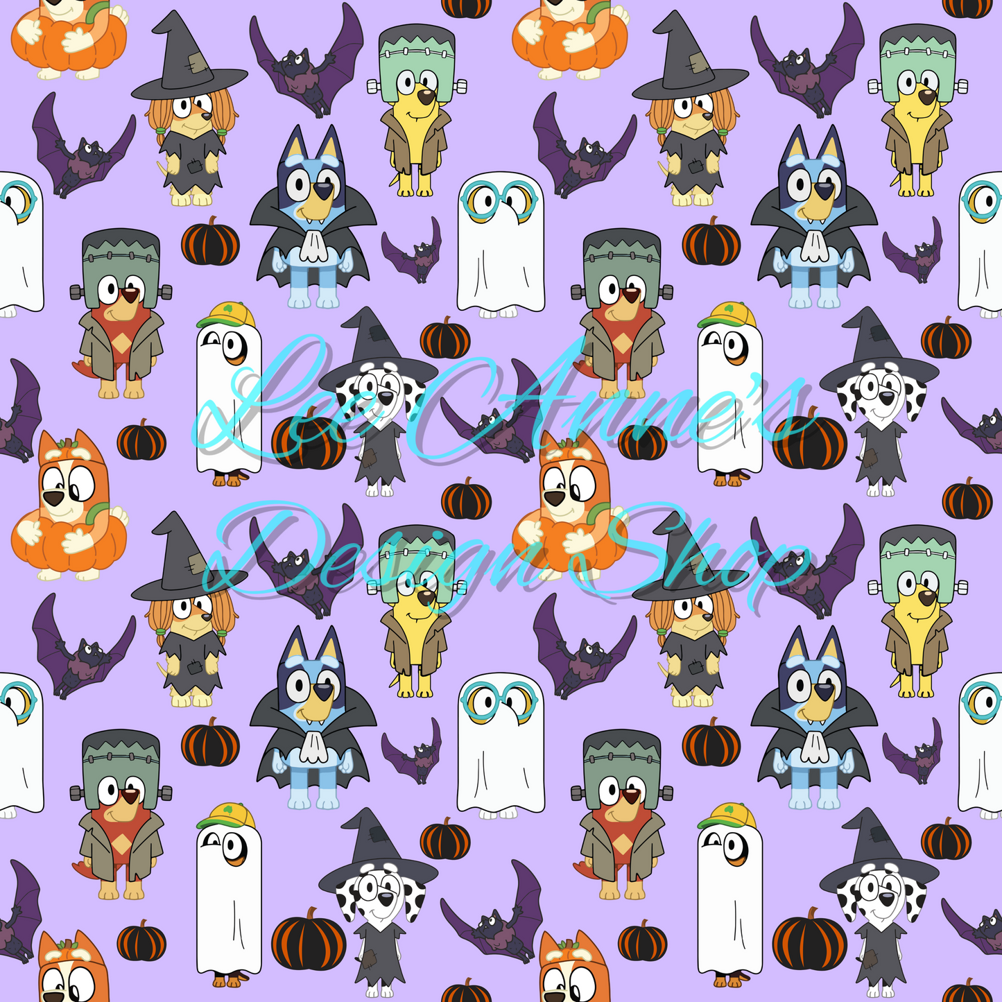 Blue dog Halloween Seamless