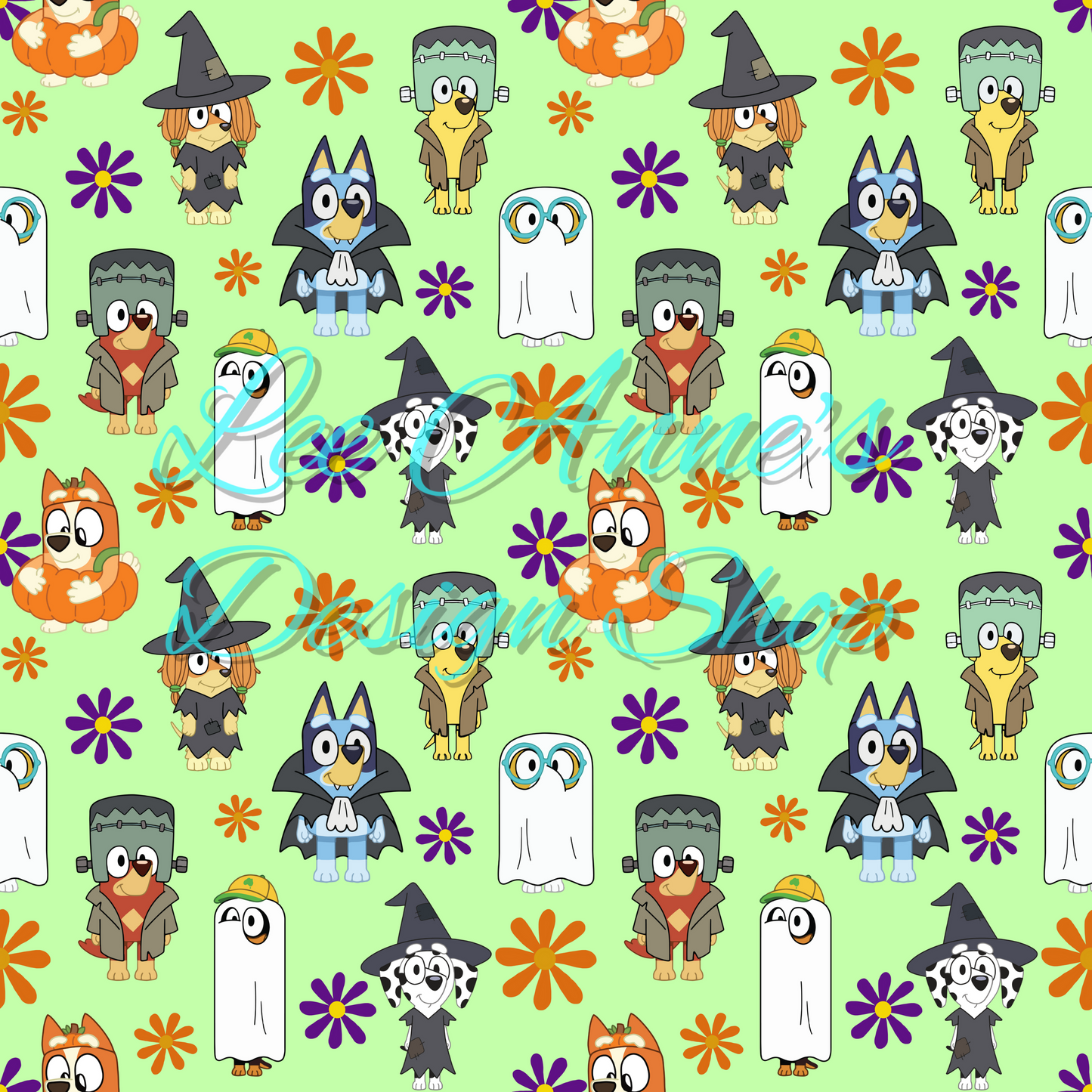 Blue dog Halloween Seamless