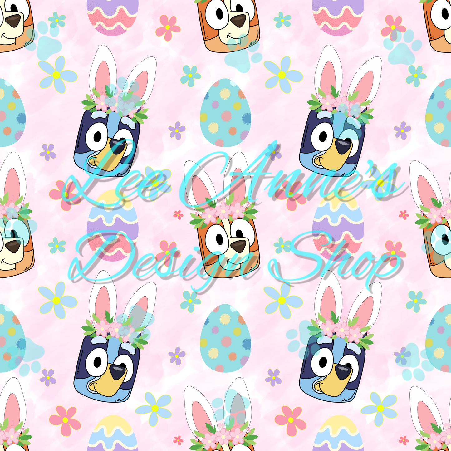 Blue Dog Easter Seamless