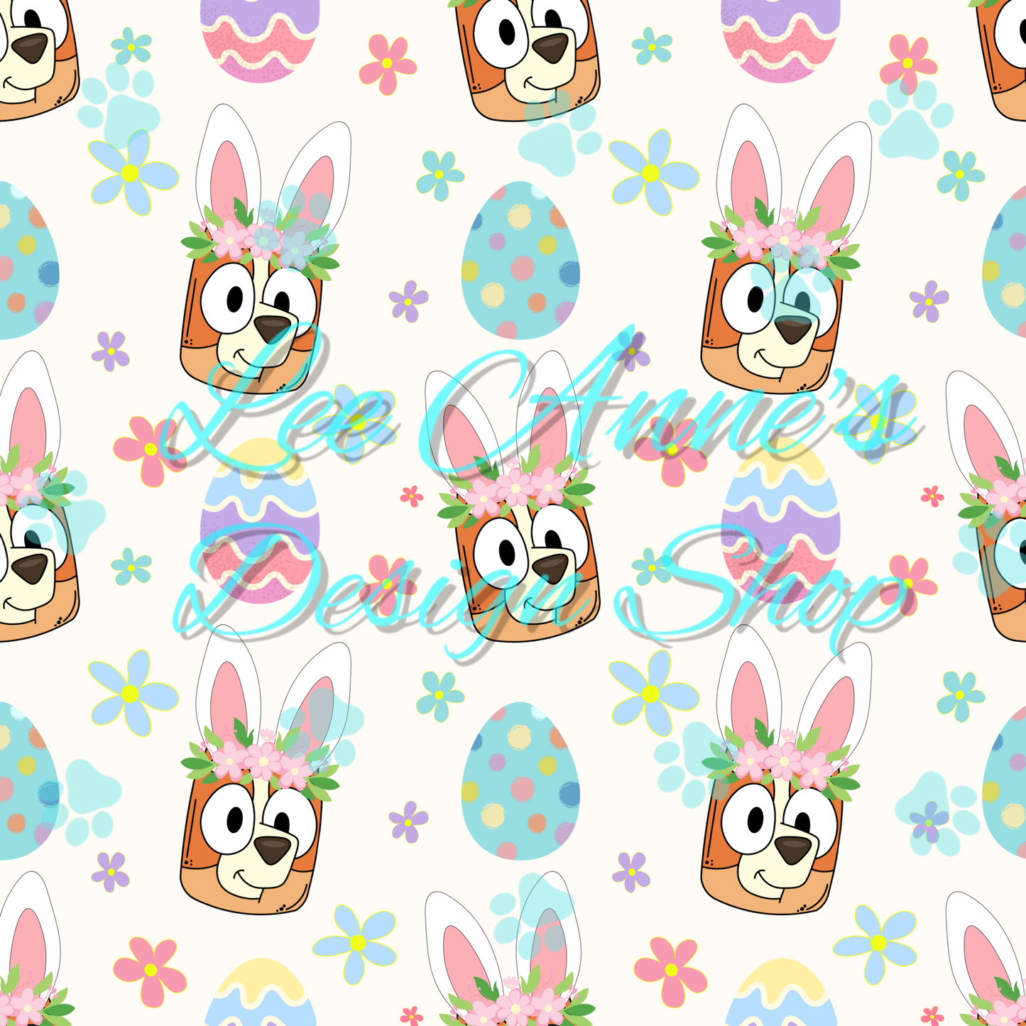 Blue Dog Easter Seamless