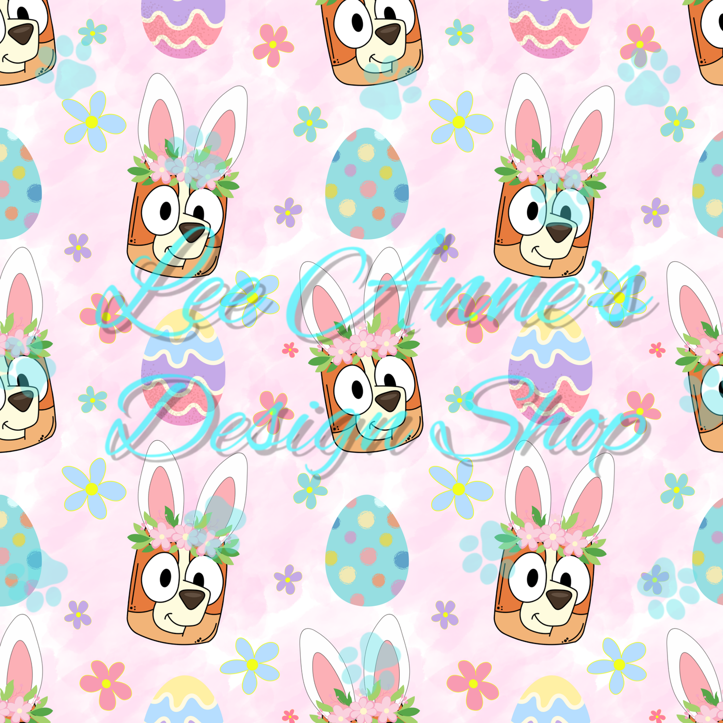 Blue Dog Easter Seamless
