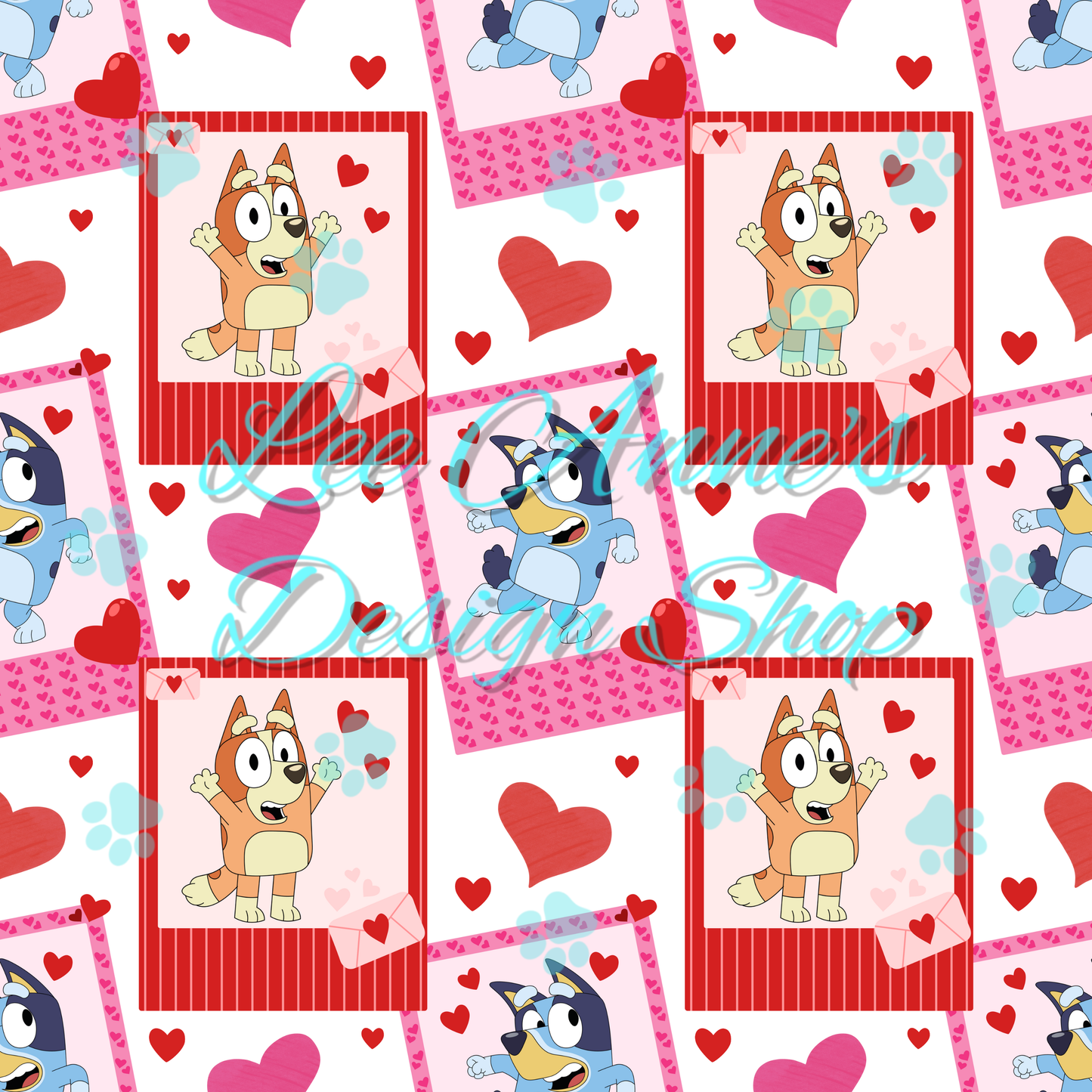 Blue Dog Valentines Seamless