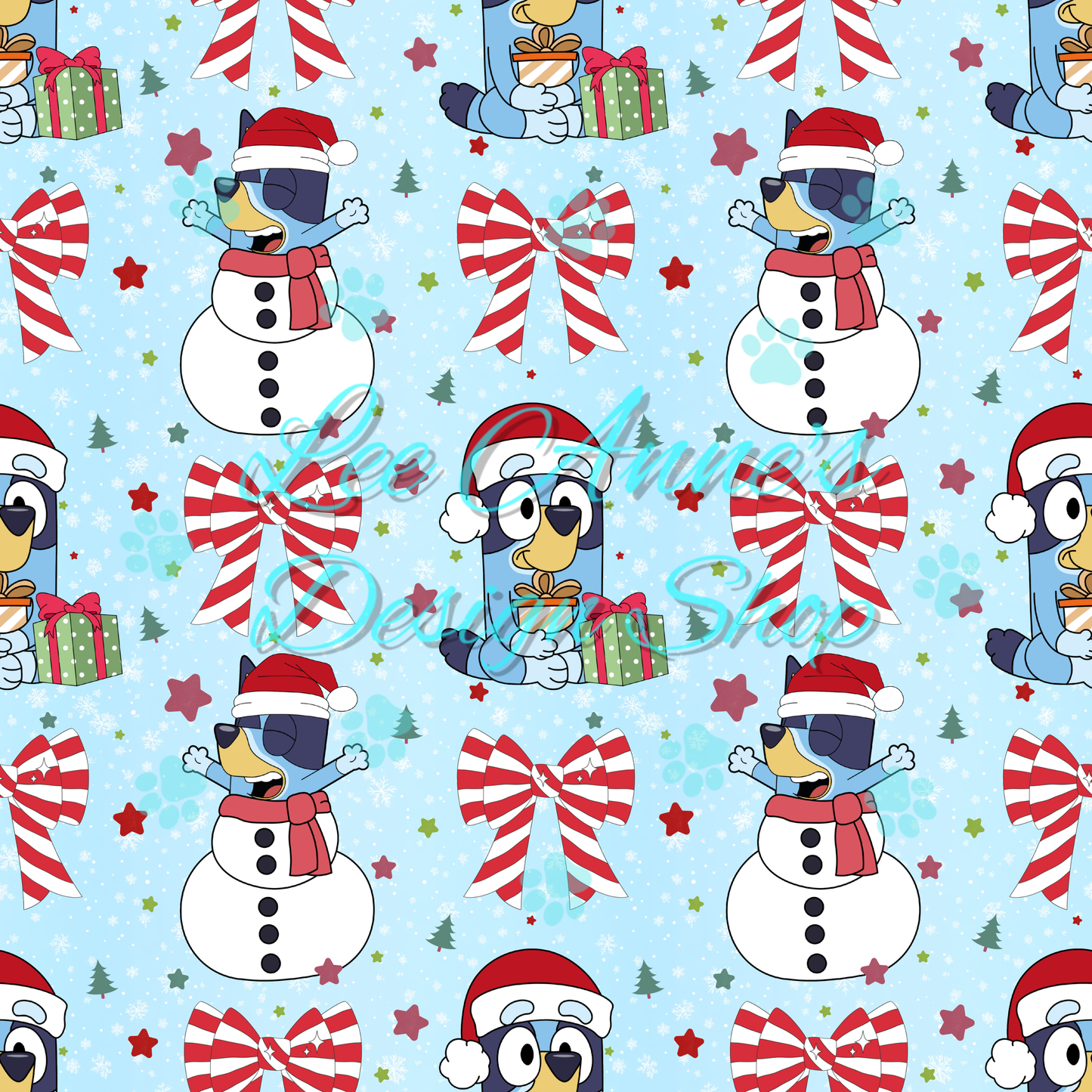 Blue dog Christmas Seamless