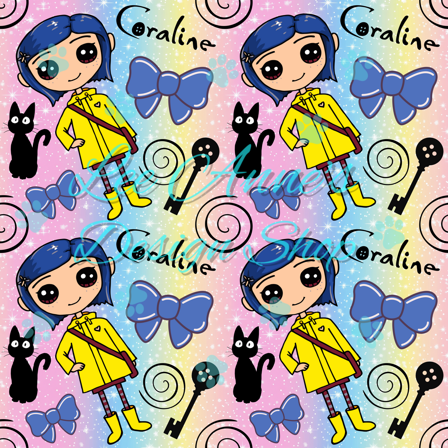 Button eye girl Seamless
