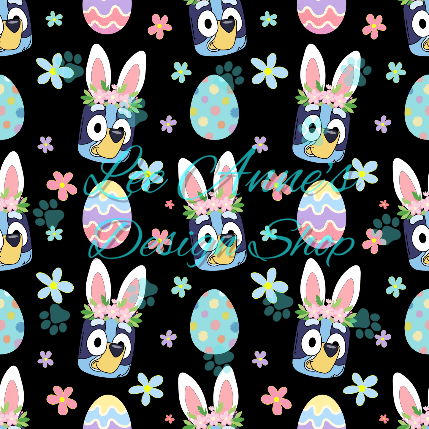 Blue Dog Easter Seamless