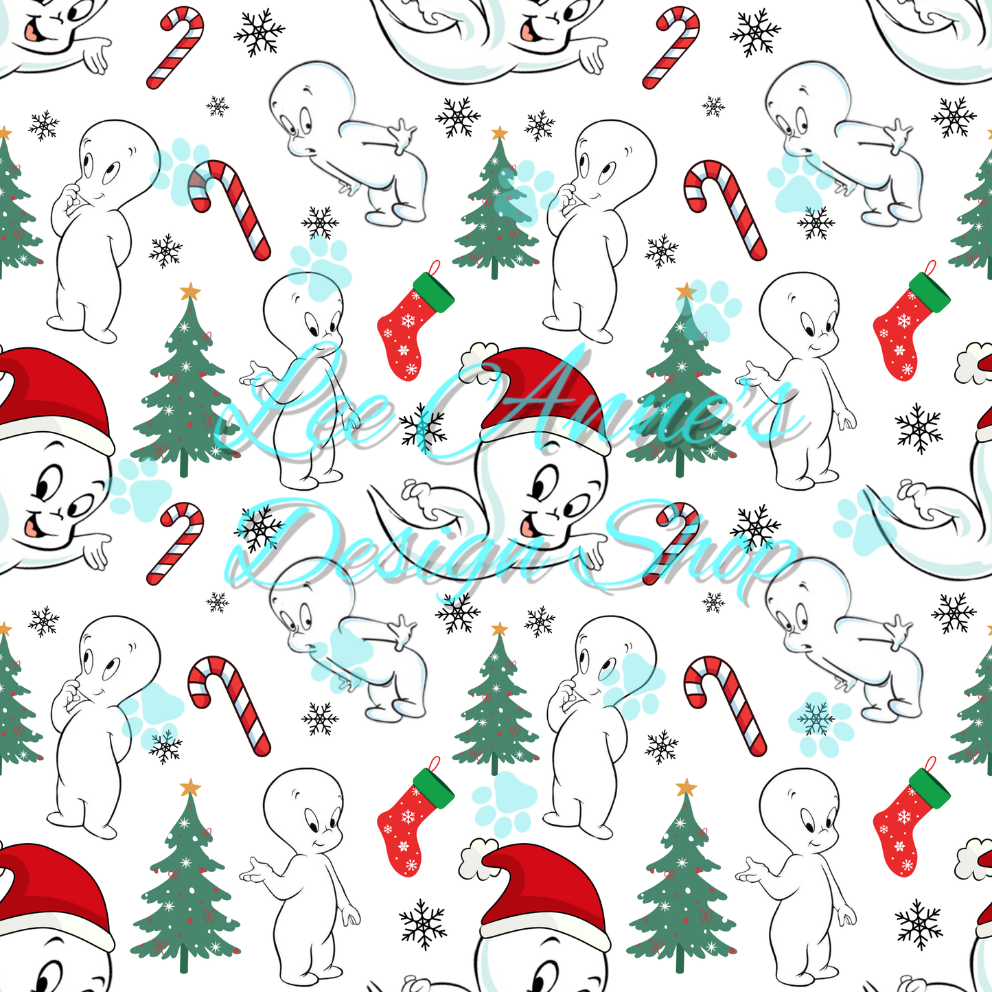 Friendly ghost Christmas Seamless