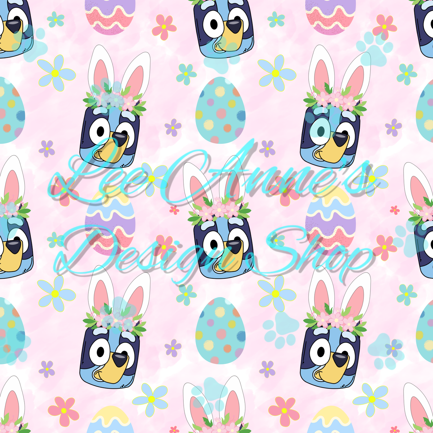 Blue Dog Easter Seamless