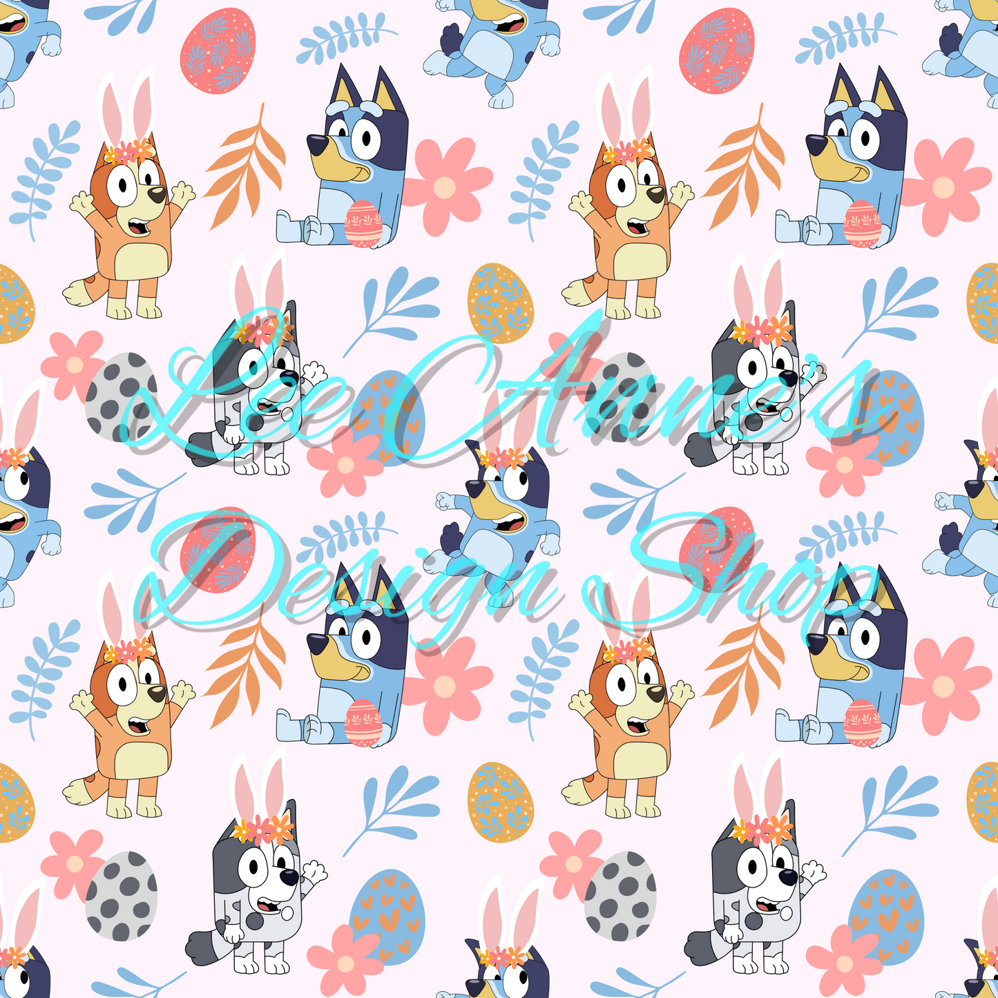 Blue Dog Easter Seamless