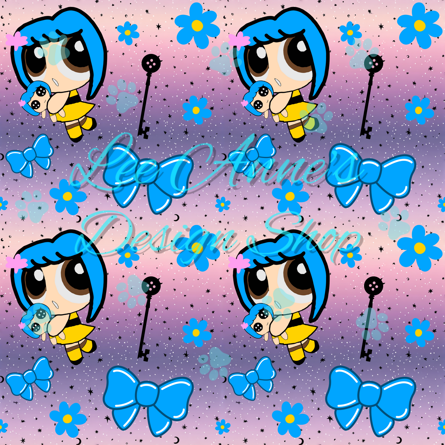 Button eye girl Seamless